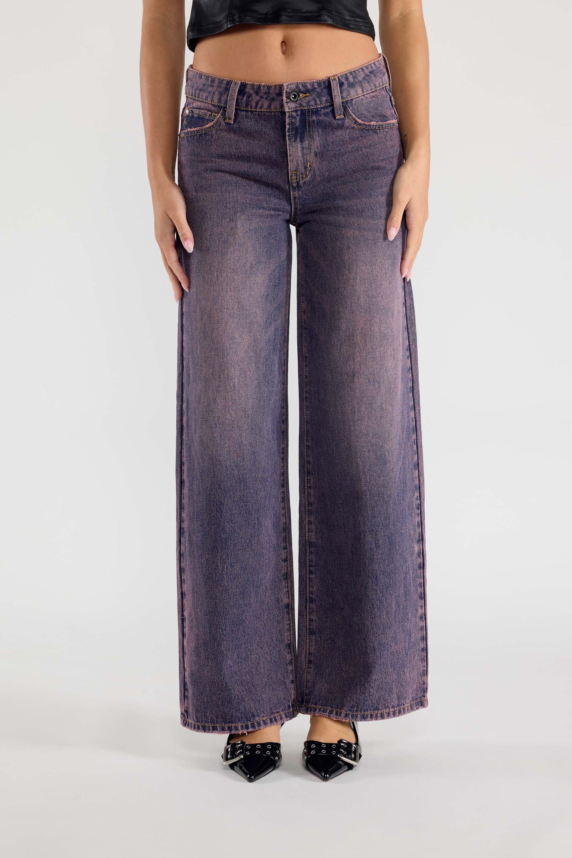 Mid Waist Relaxed Wide Leg Jeans-6