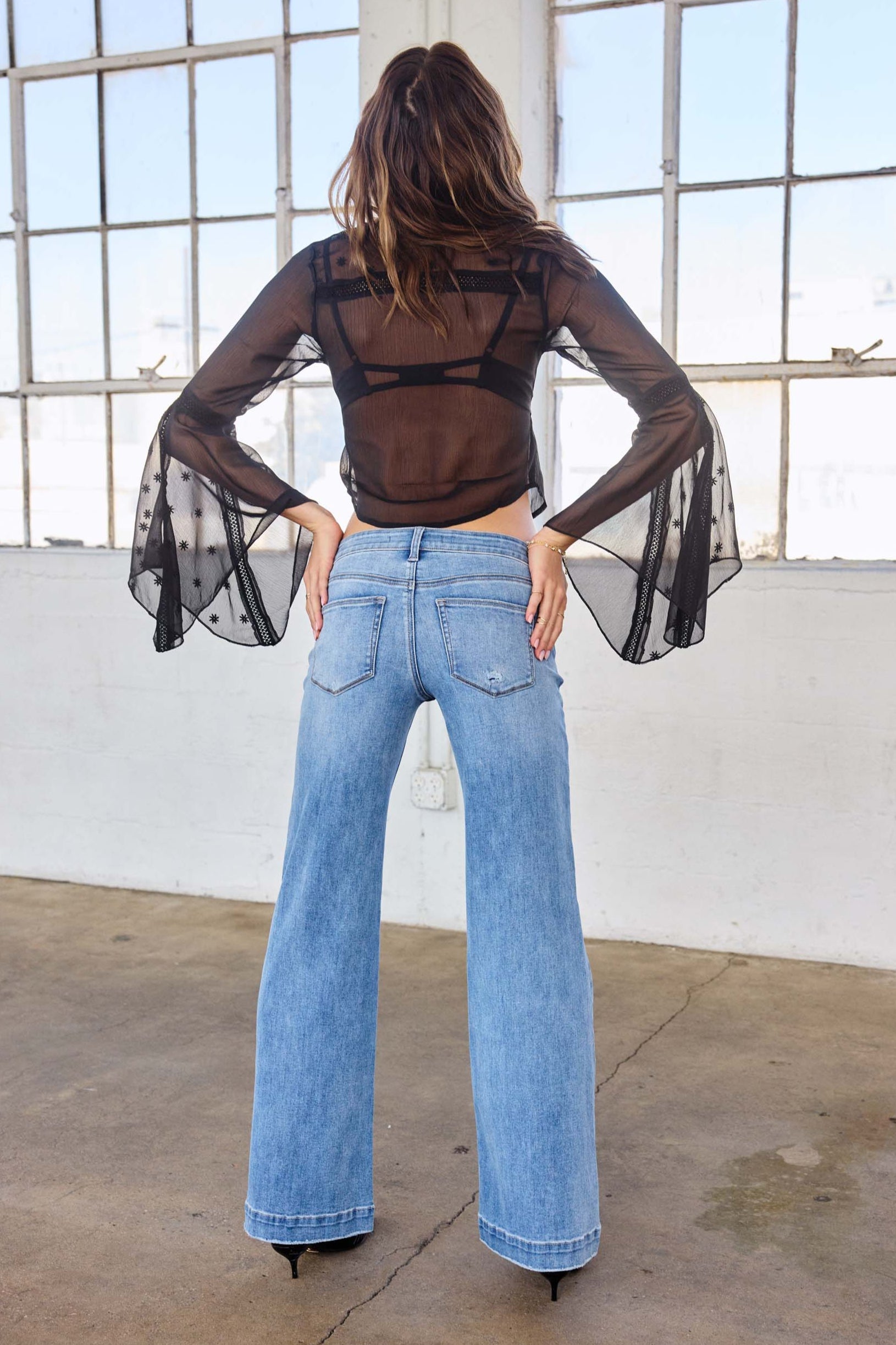 Low Rise Flared Wide Leg Jeans-2