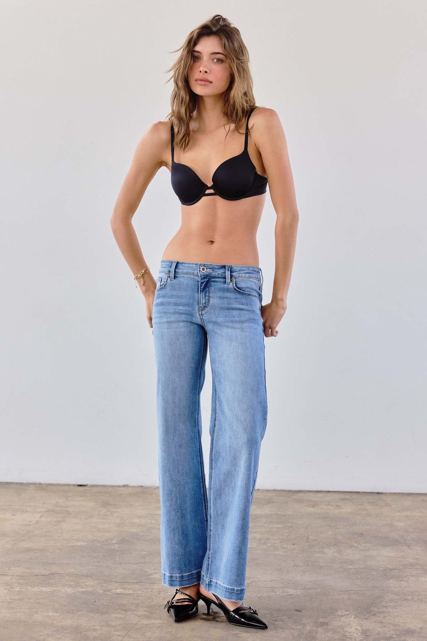 Low Rise Flared Wide Leg Jeans-5
