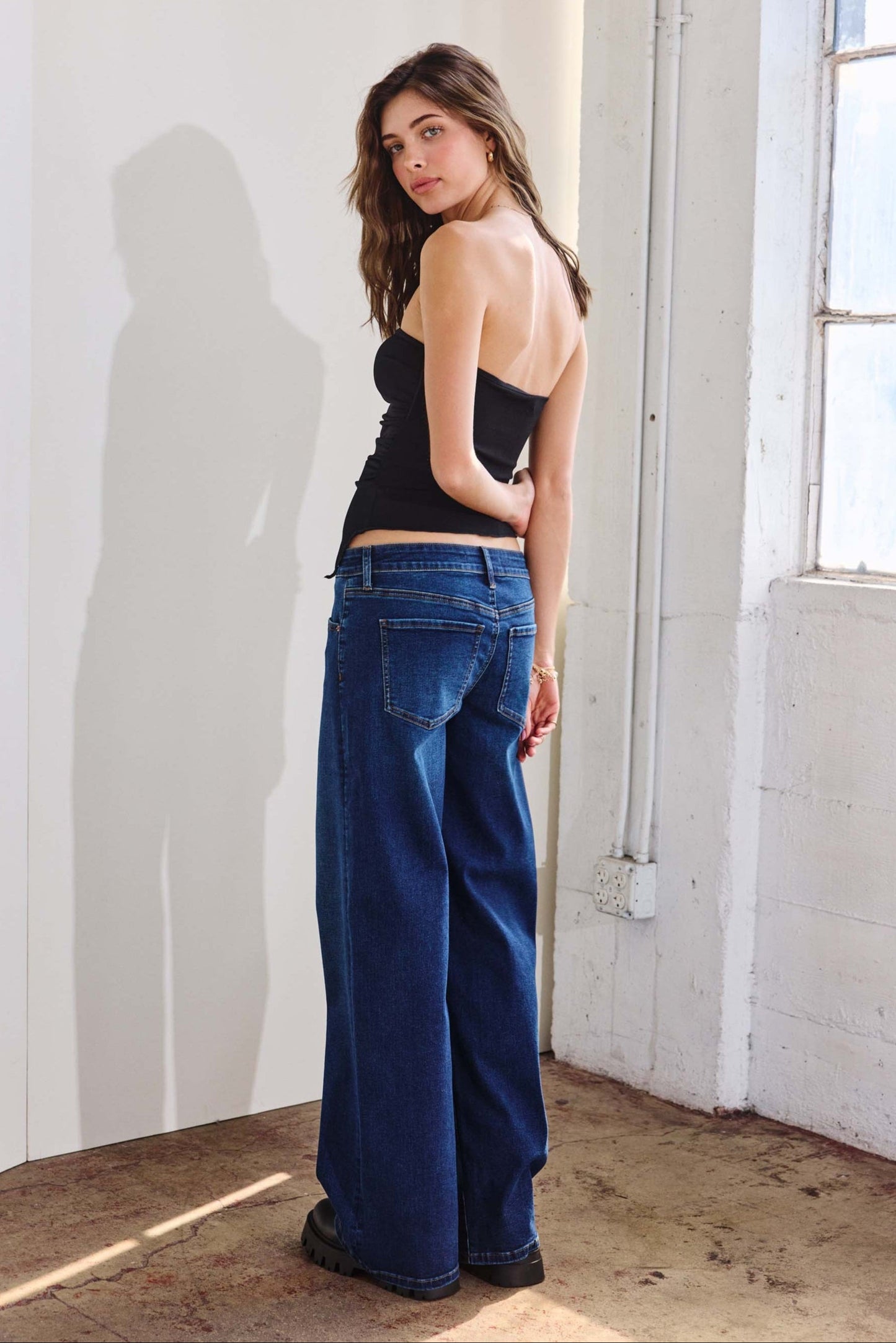 High Rise Wide Leg Jeans-1