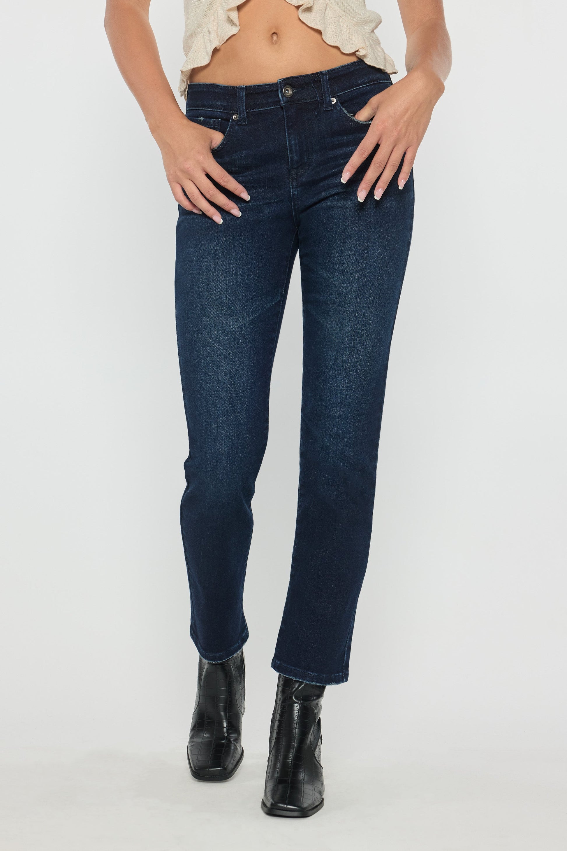Mid Rise Slim Straight Jeans-2