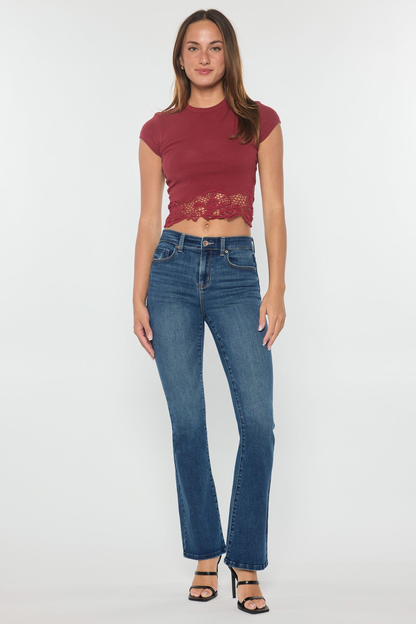 High Rise Hip Padded Bootcut Jeans-0