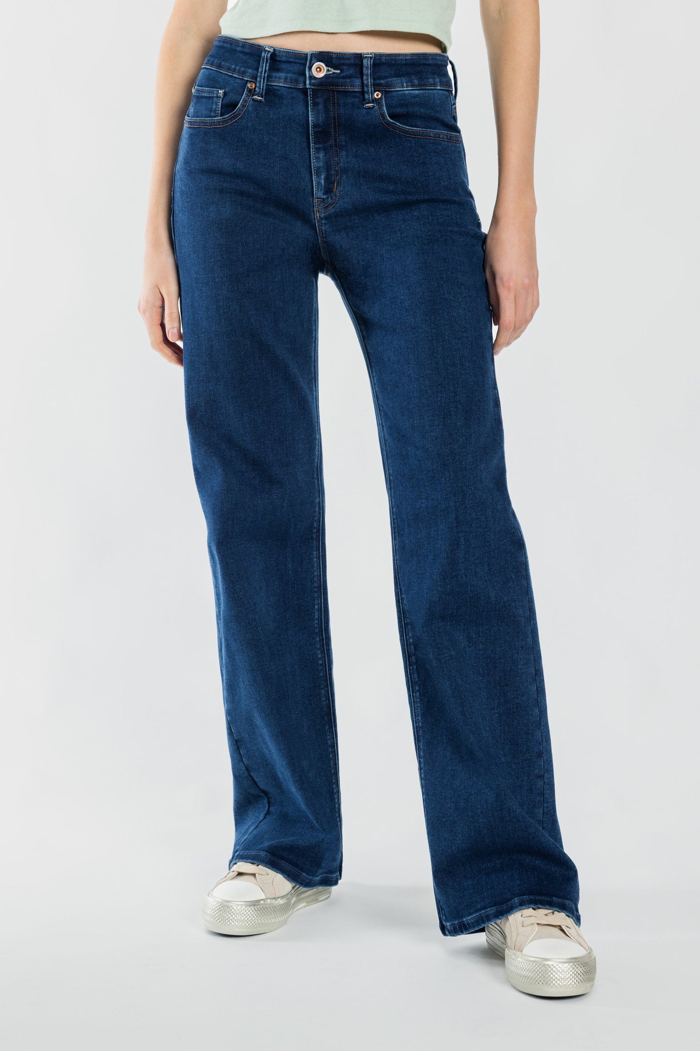 Mid Waist Relaxed Wide Leg Jeans-1