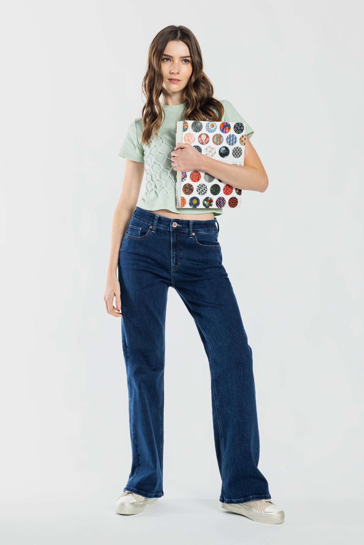 Mid Waist Relaxed Wide Leg Jeans-0