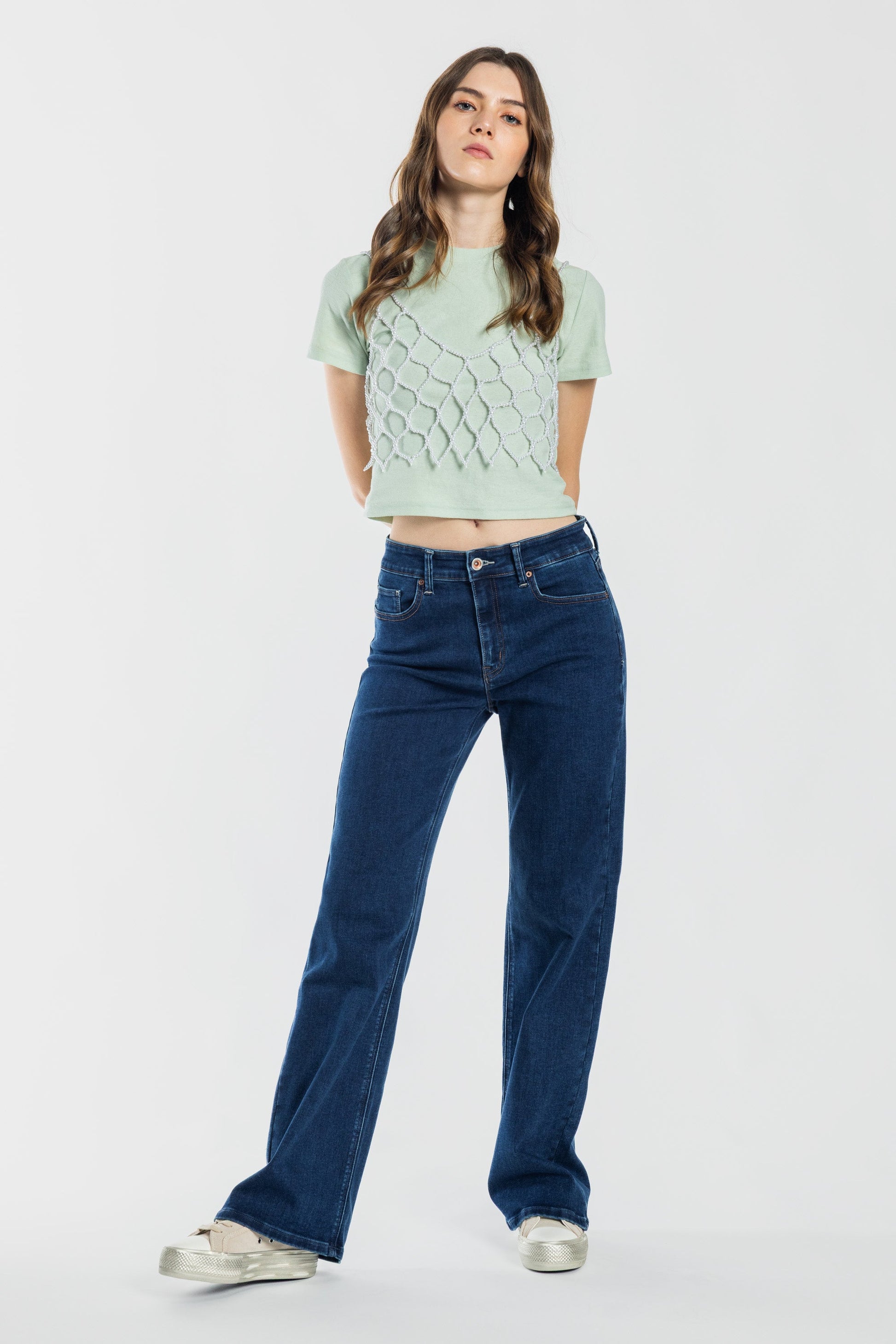 Mid Waist Relaxed Wide Leg Jeans-2