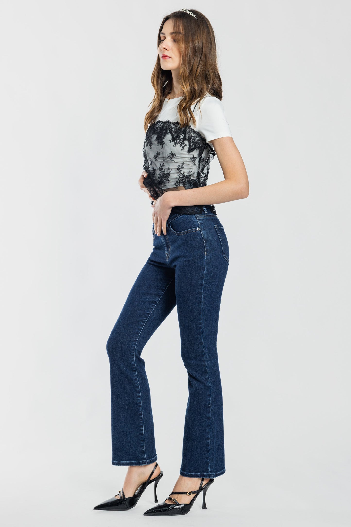 High Rise Baby Bootcut Jeans-2