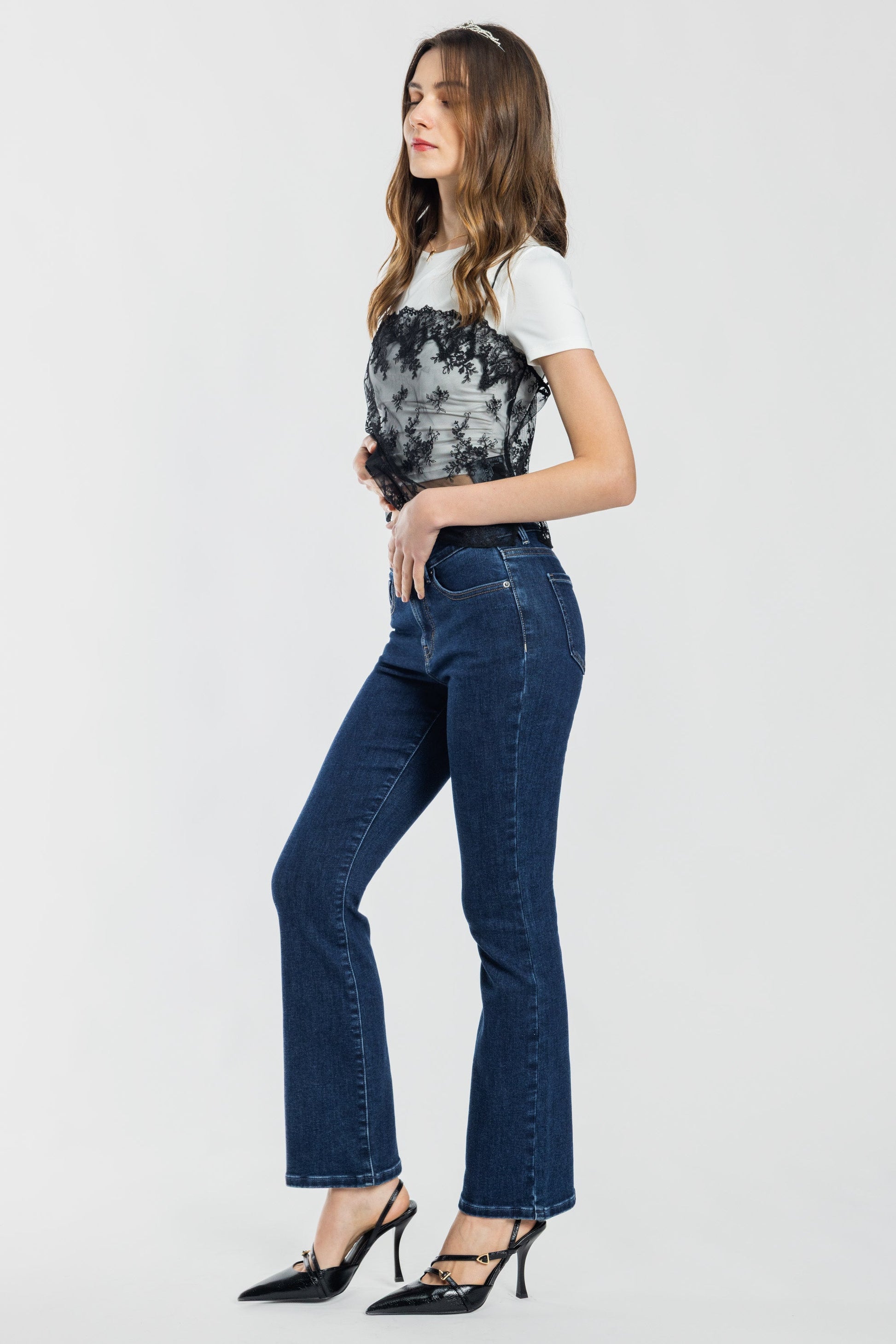 High Rise Baby Bootcut Jeans-2