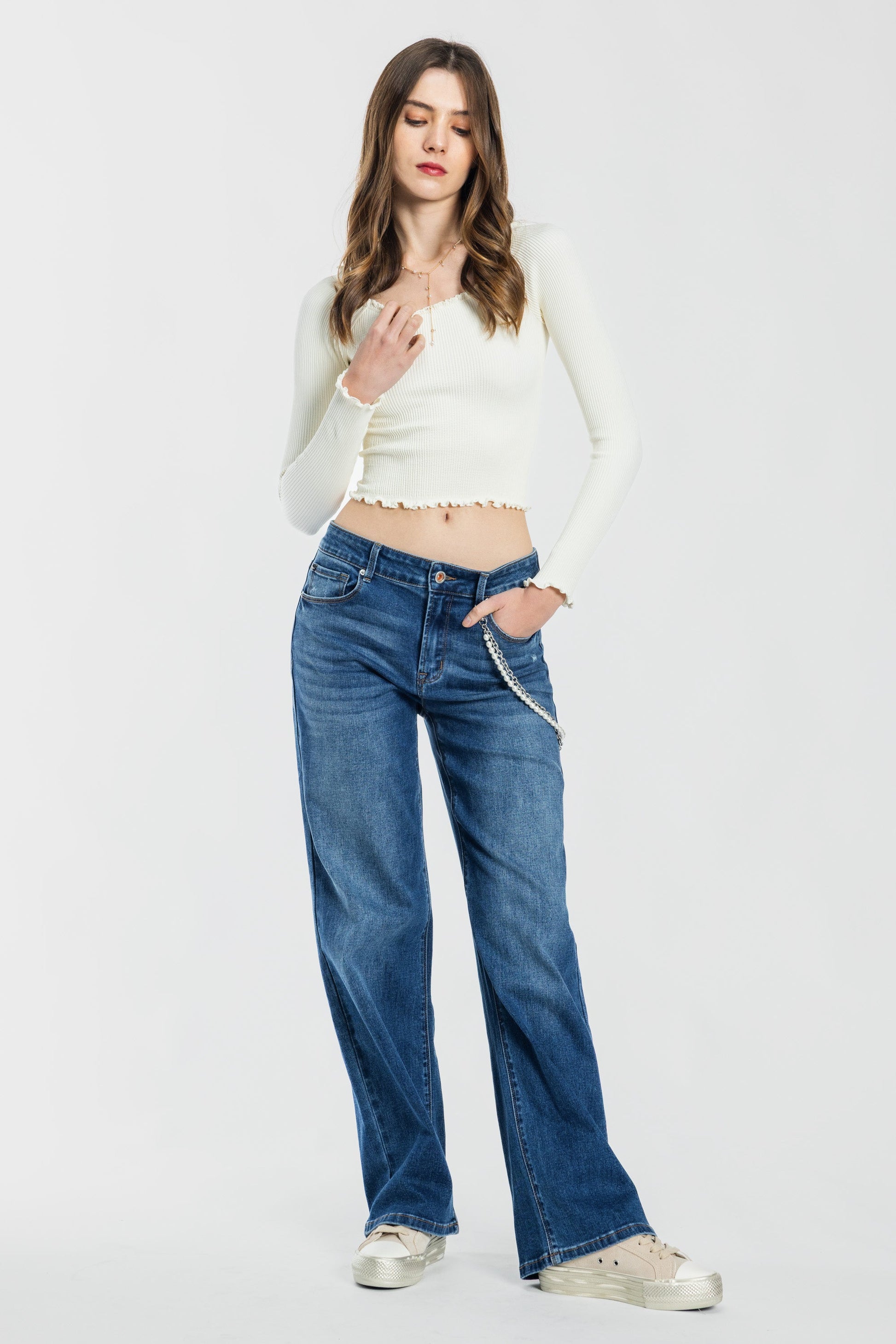 High Rise Wide Leg Jeans-5
