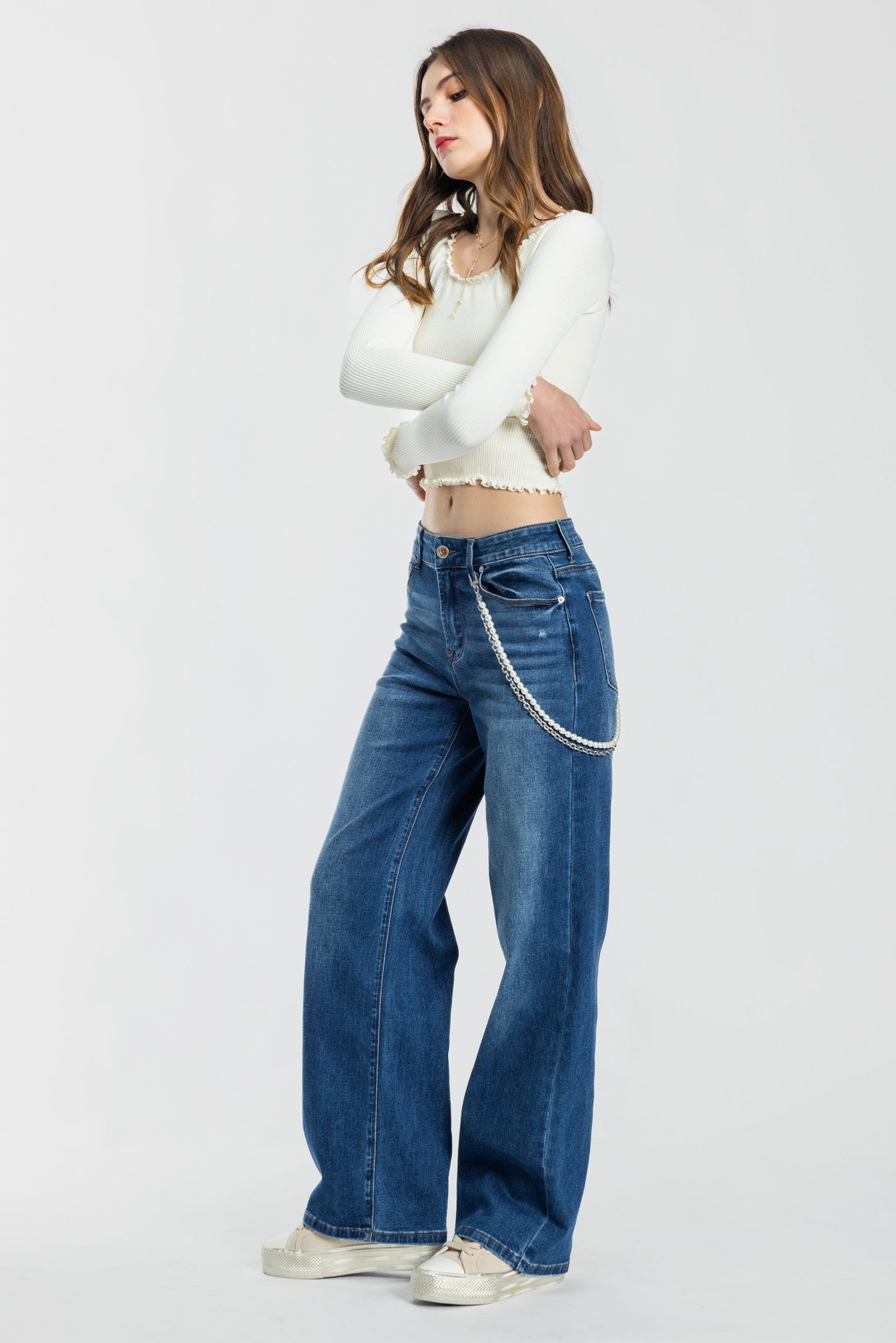 High Rise Wide Leg Jeans-0