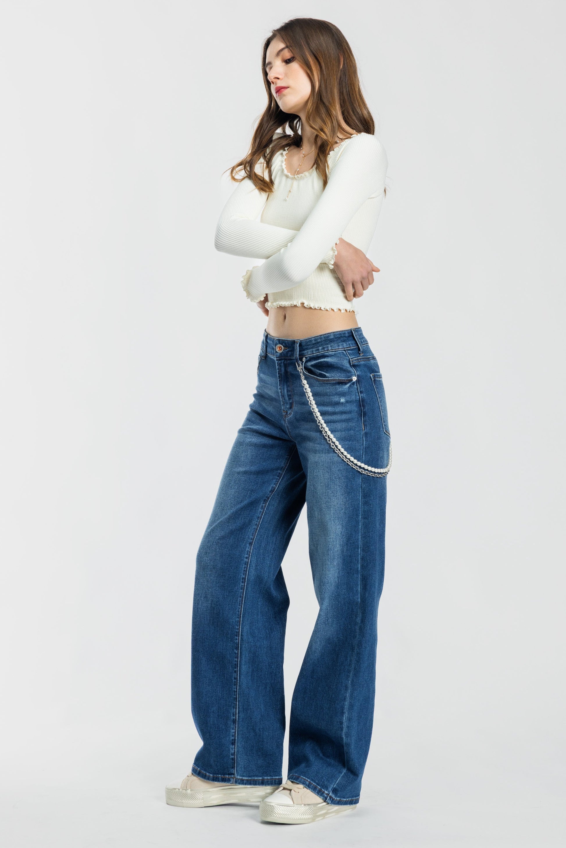 High Rise Wide Leg Jeans-0