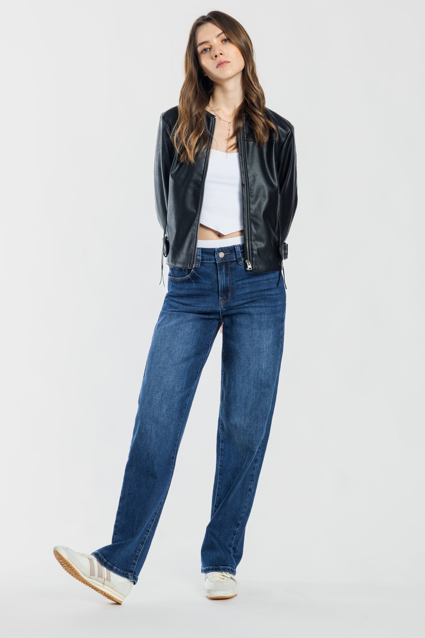 Mid Waist Loose Straight Jeans-6