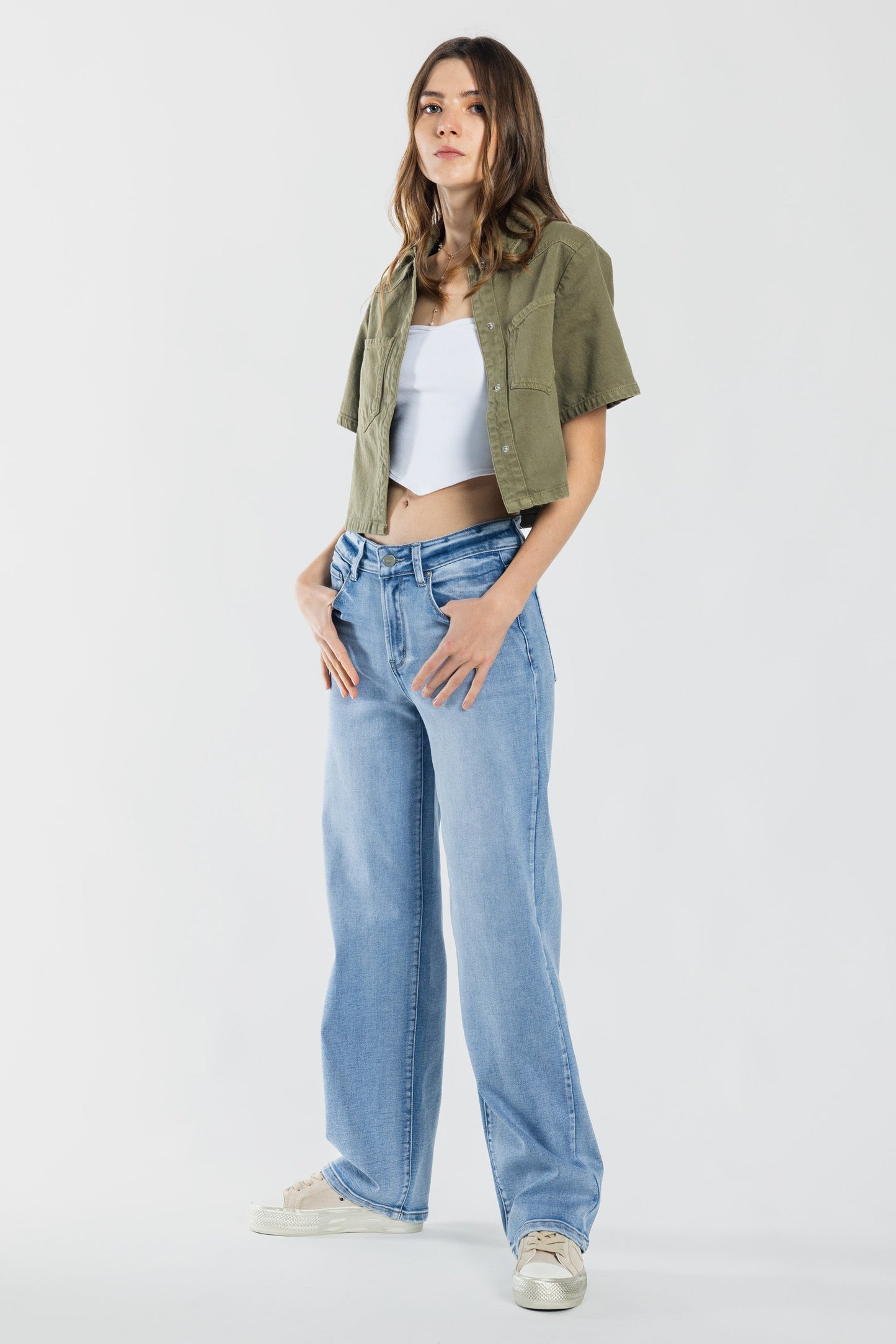 Mid Waist Loose Straight Jeans-7