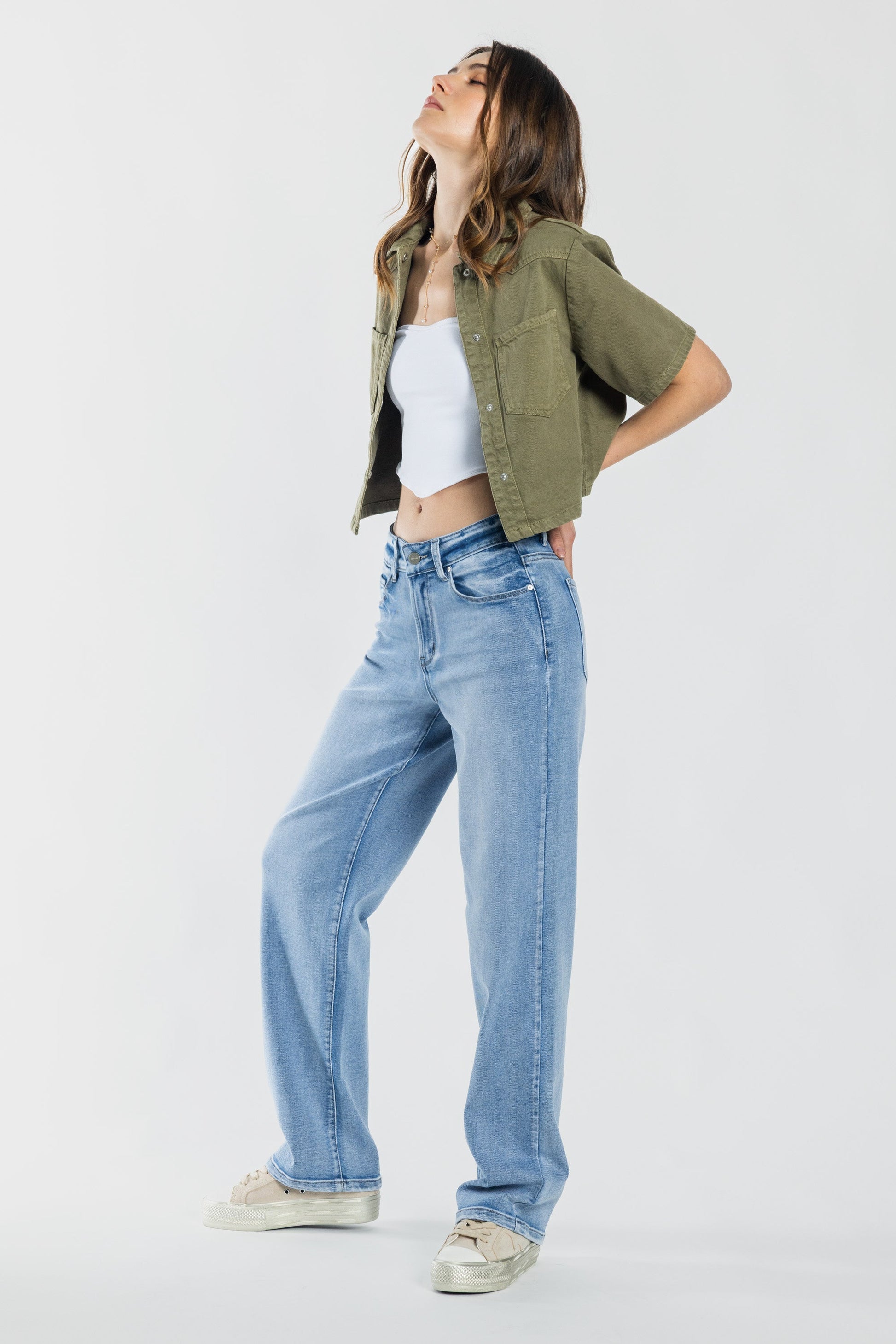 Mid Waist Loose Straight Jeans-4