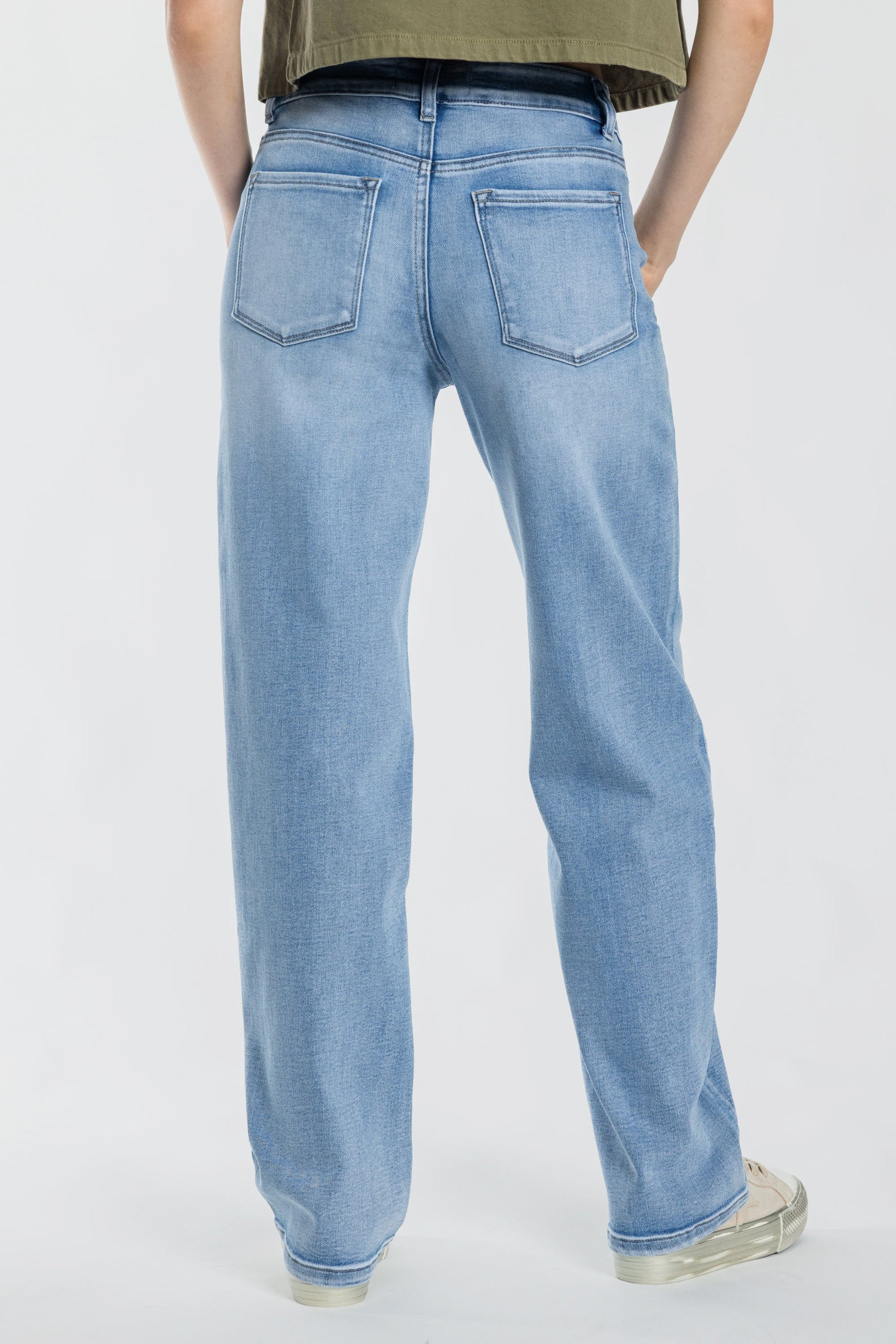 Mid Waist Loose Straight Jeans-2