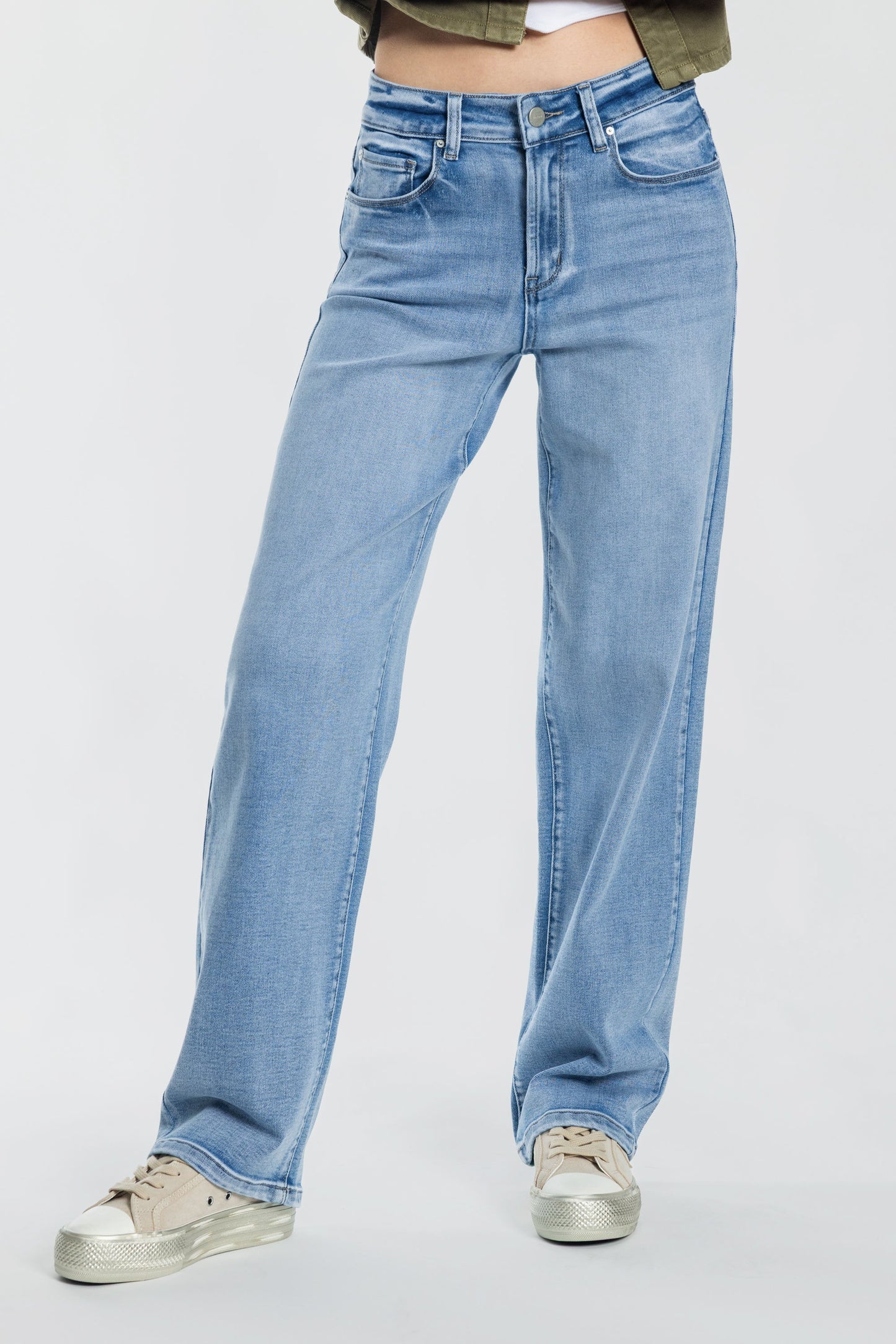 Mid Waist Loose Straight Jeans-3
