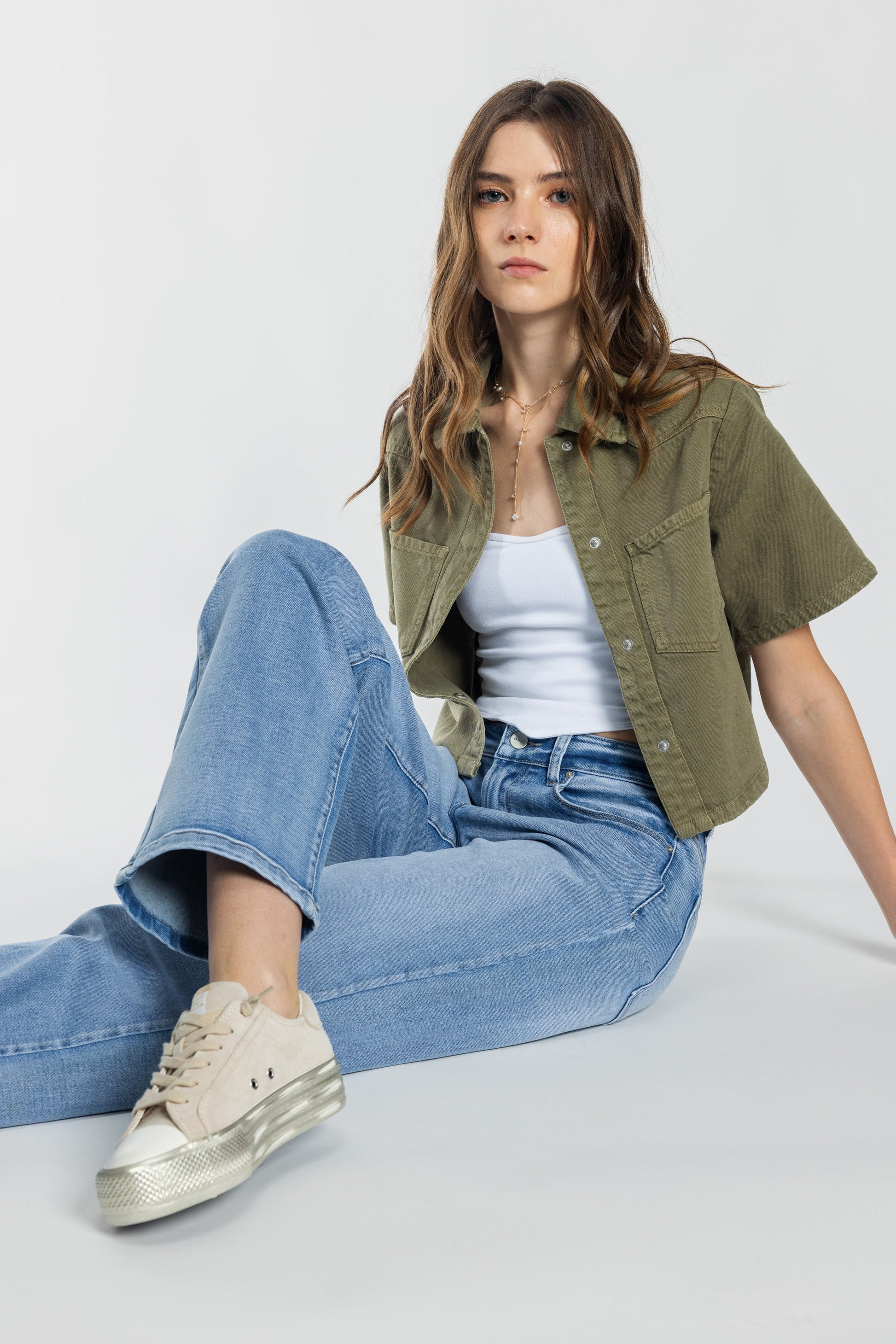 Mid Waist Loose Straight Jeans-1