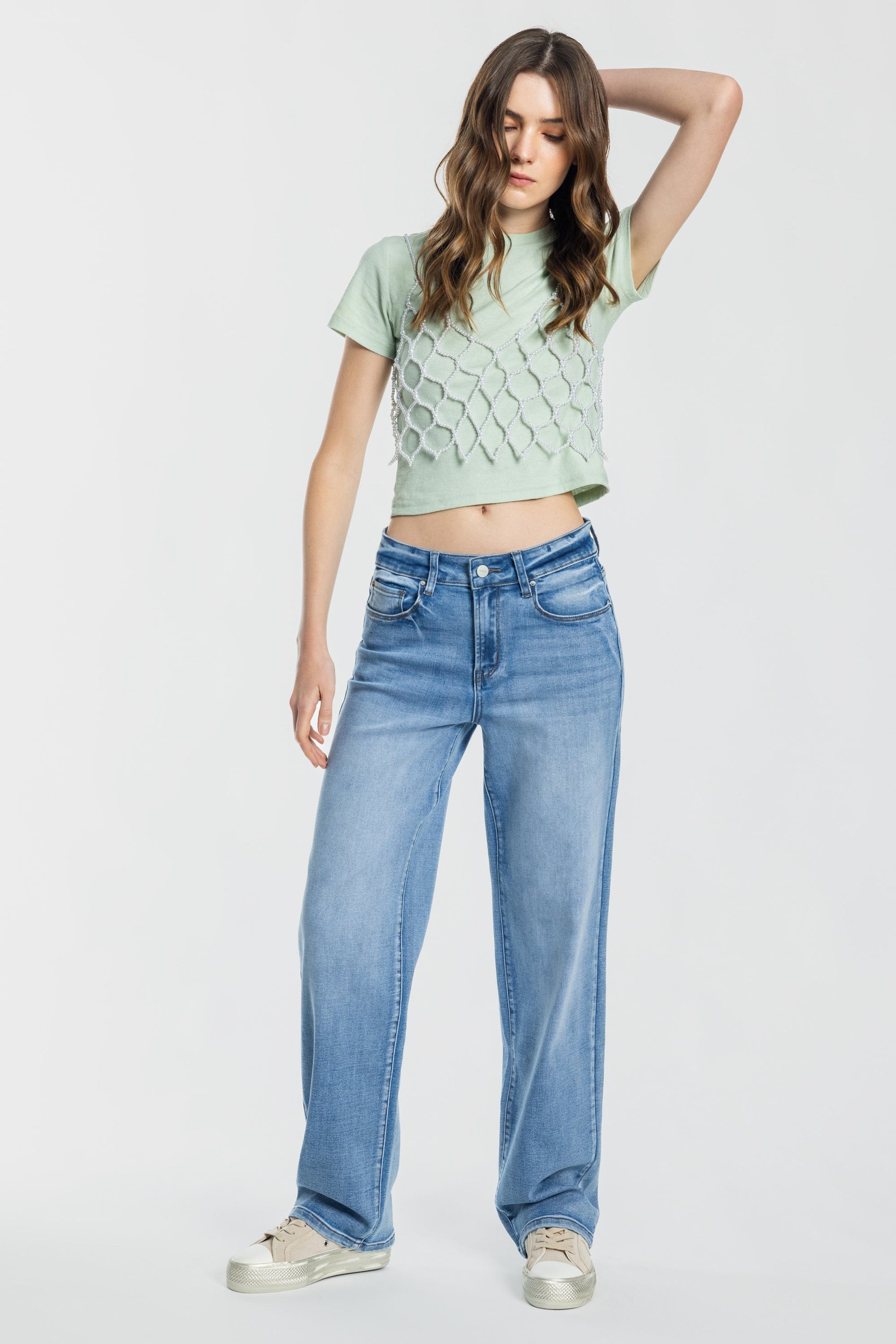 Mid Waist Loose Straight Jeans-5