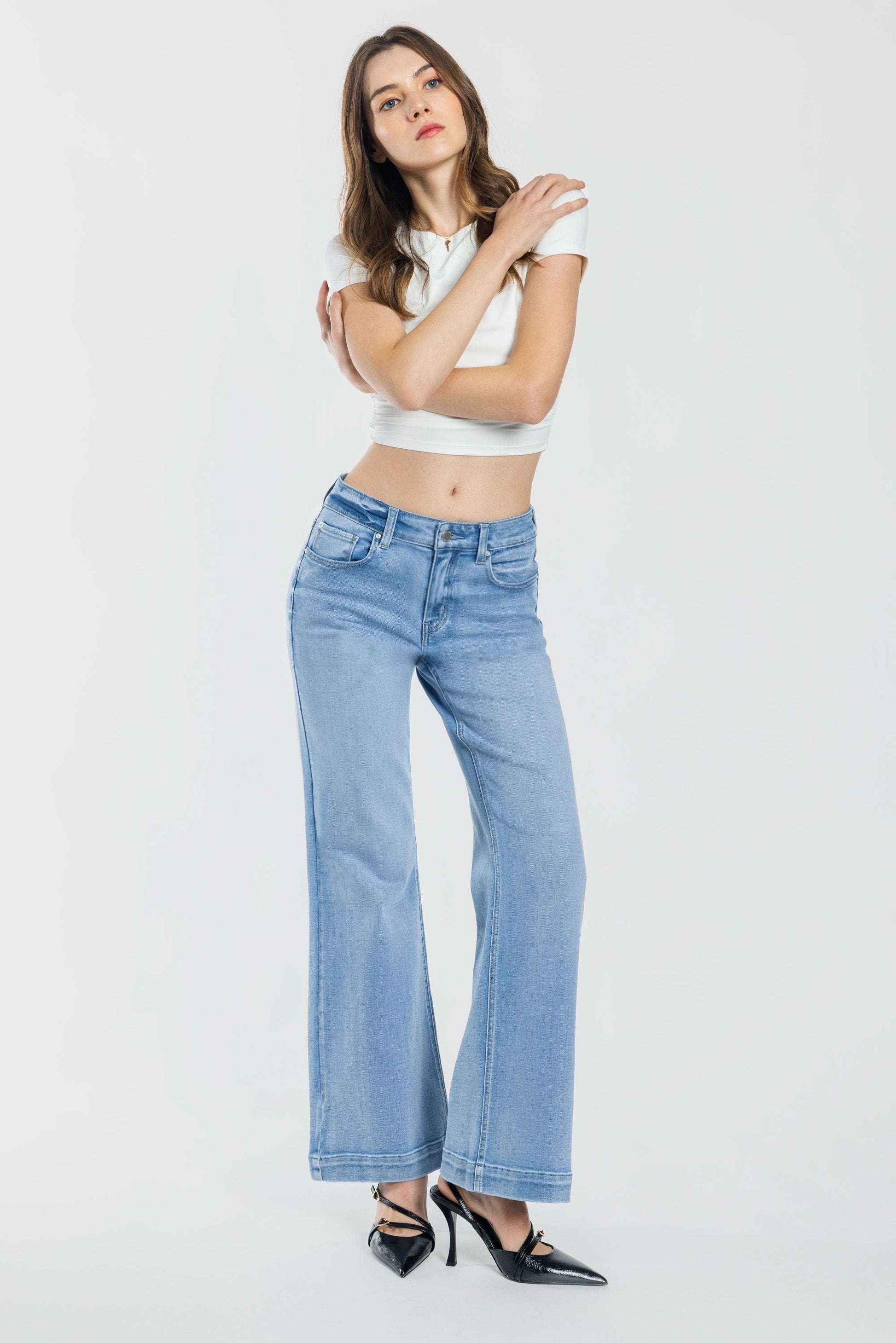 High Rise Wide Leg Jeans-0