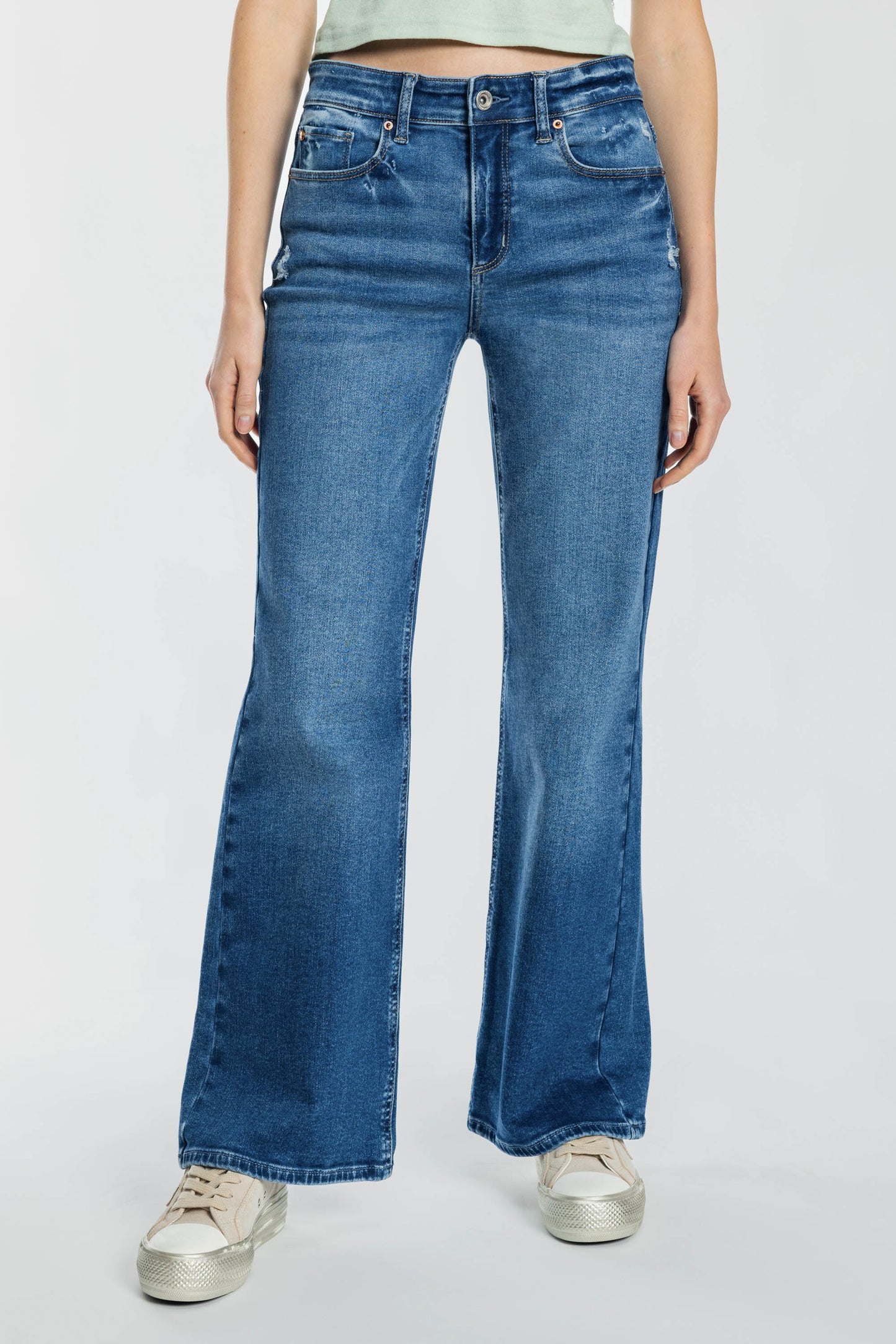 High Rise Destructed Wide Leg Jeans-6