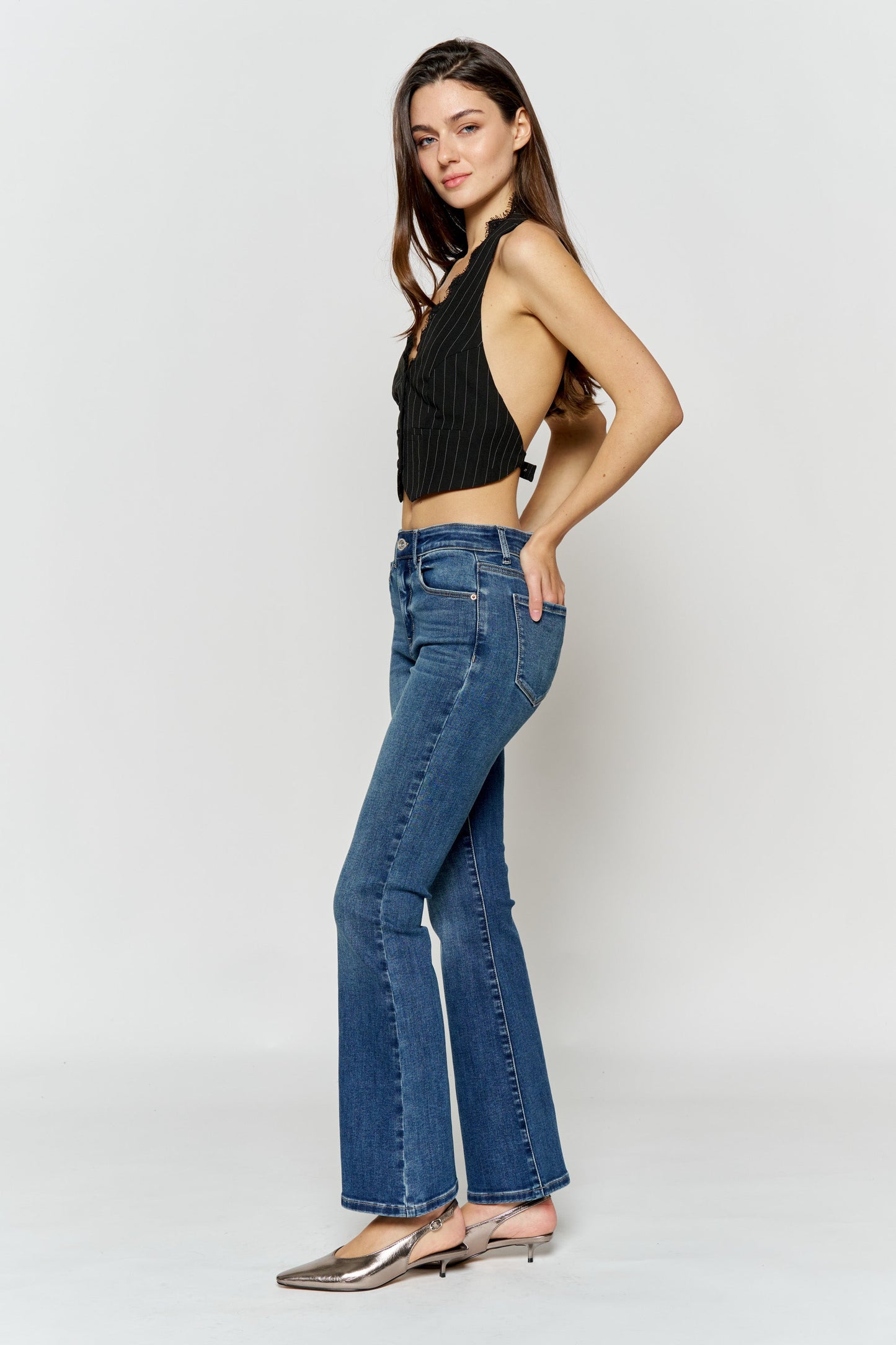 High Rise Ankle Bootcut Jeans-2