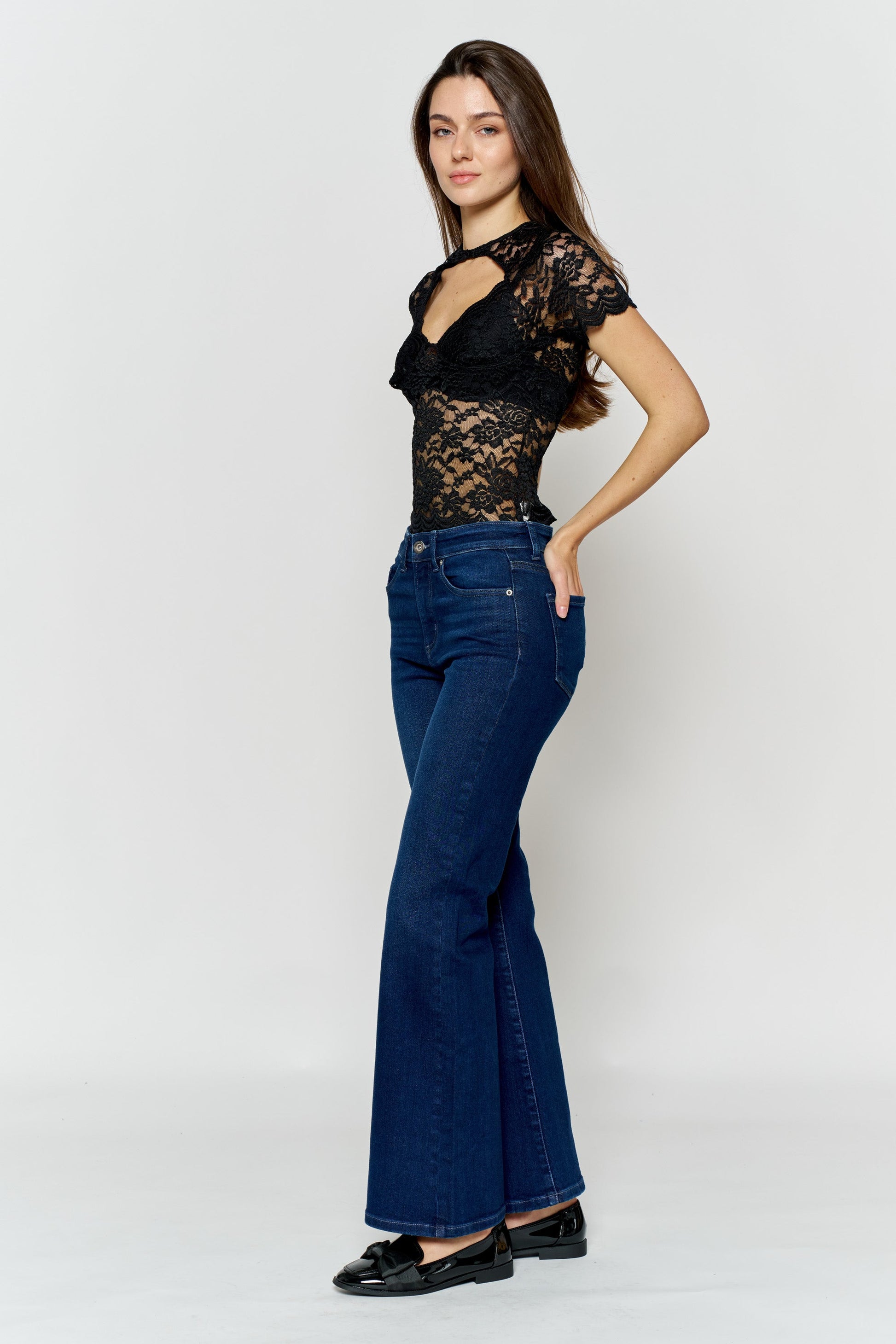 High Rise Ankle Wide Leg Jeans-4