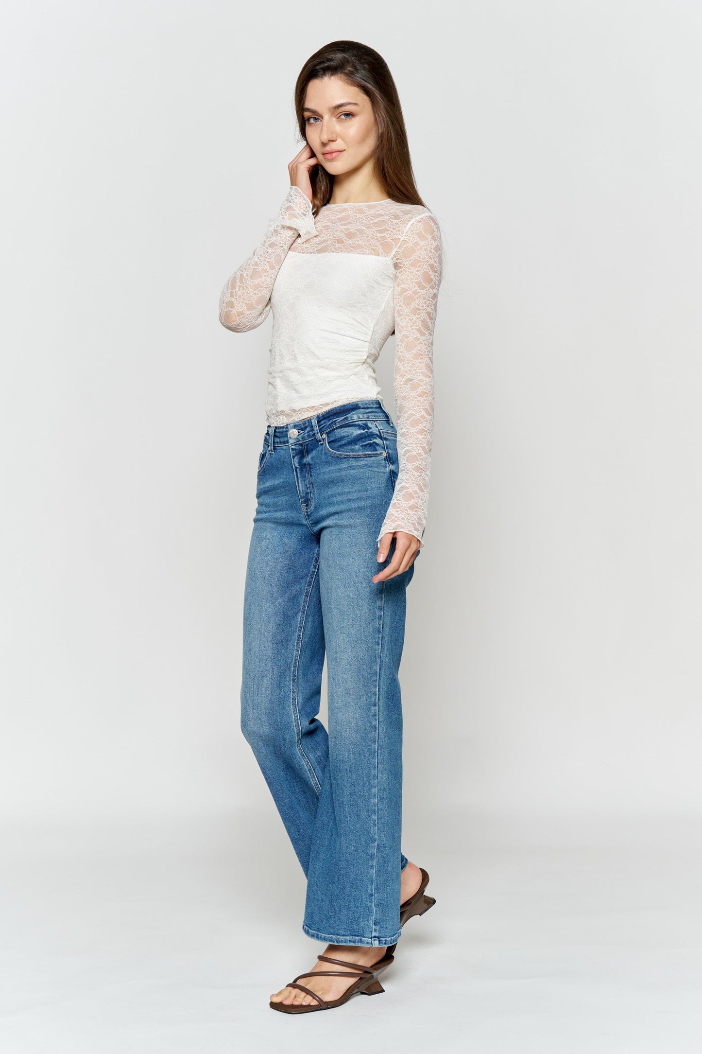 High Rise Baby Wide Leg Jeans-3