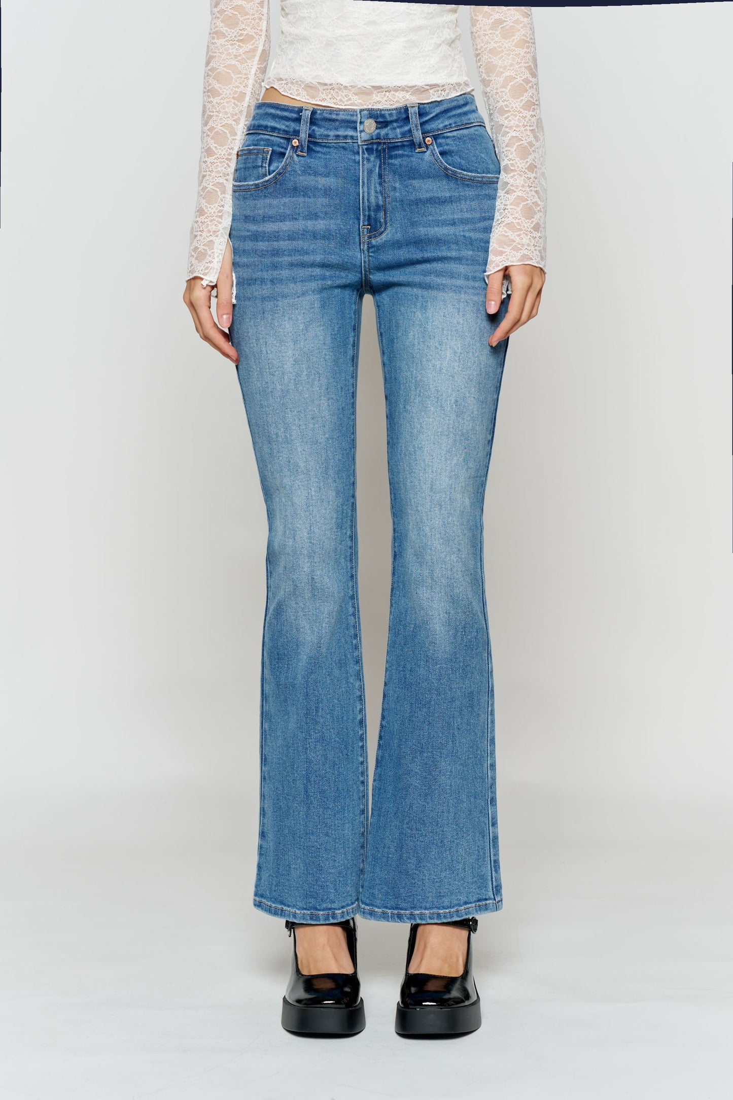 High Rise Ankle Bootcut Jeans-0