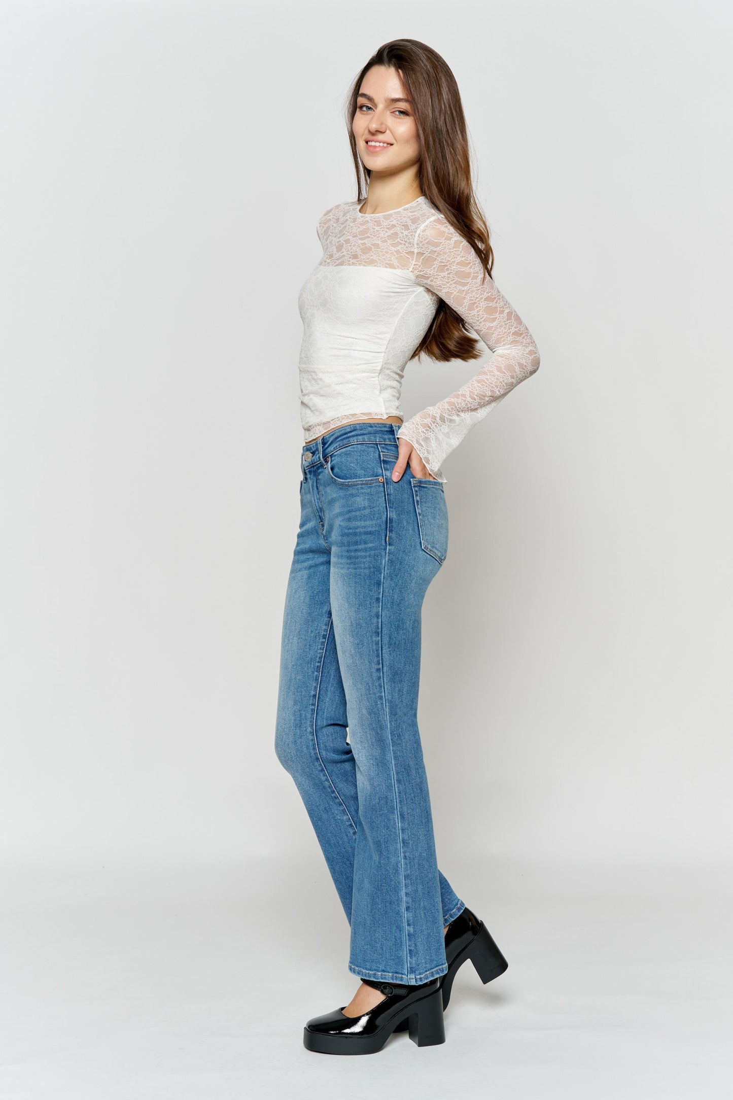 High Rise Ankle Bootcut Jeans-1