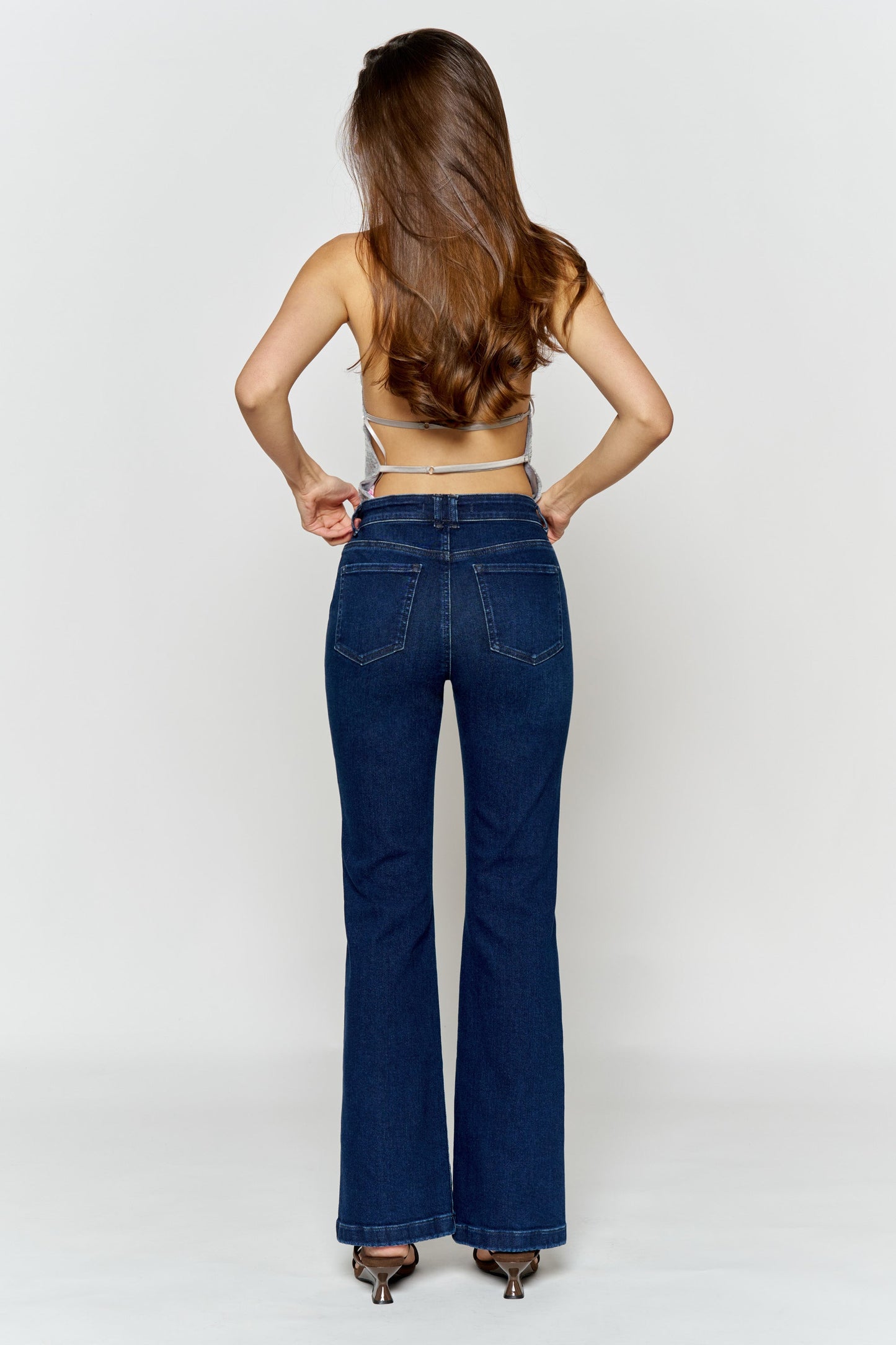 High Rise Trouser Pocket Baby Wide Leg Jeans-2