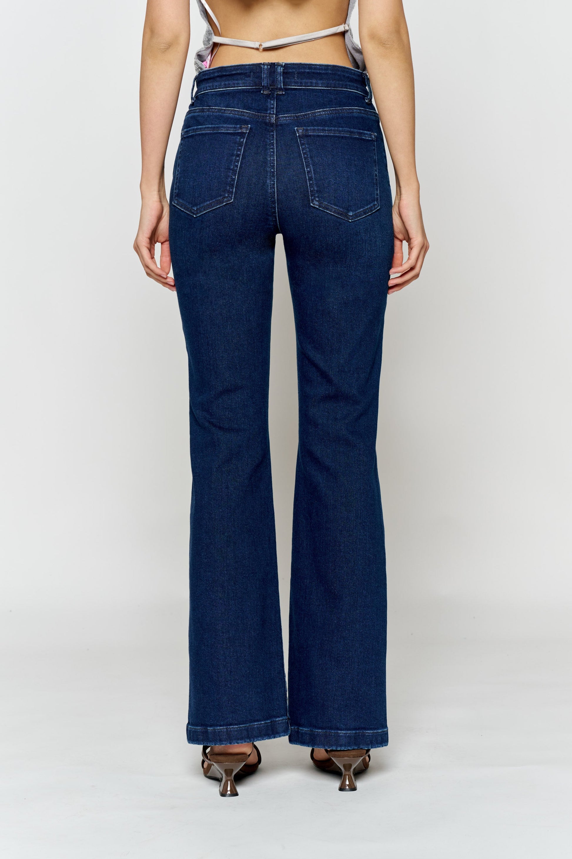 High Rise Trouser Pocket Baby Wide Leg Jeans-3