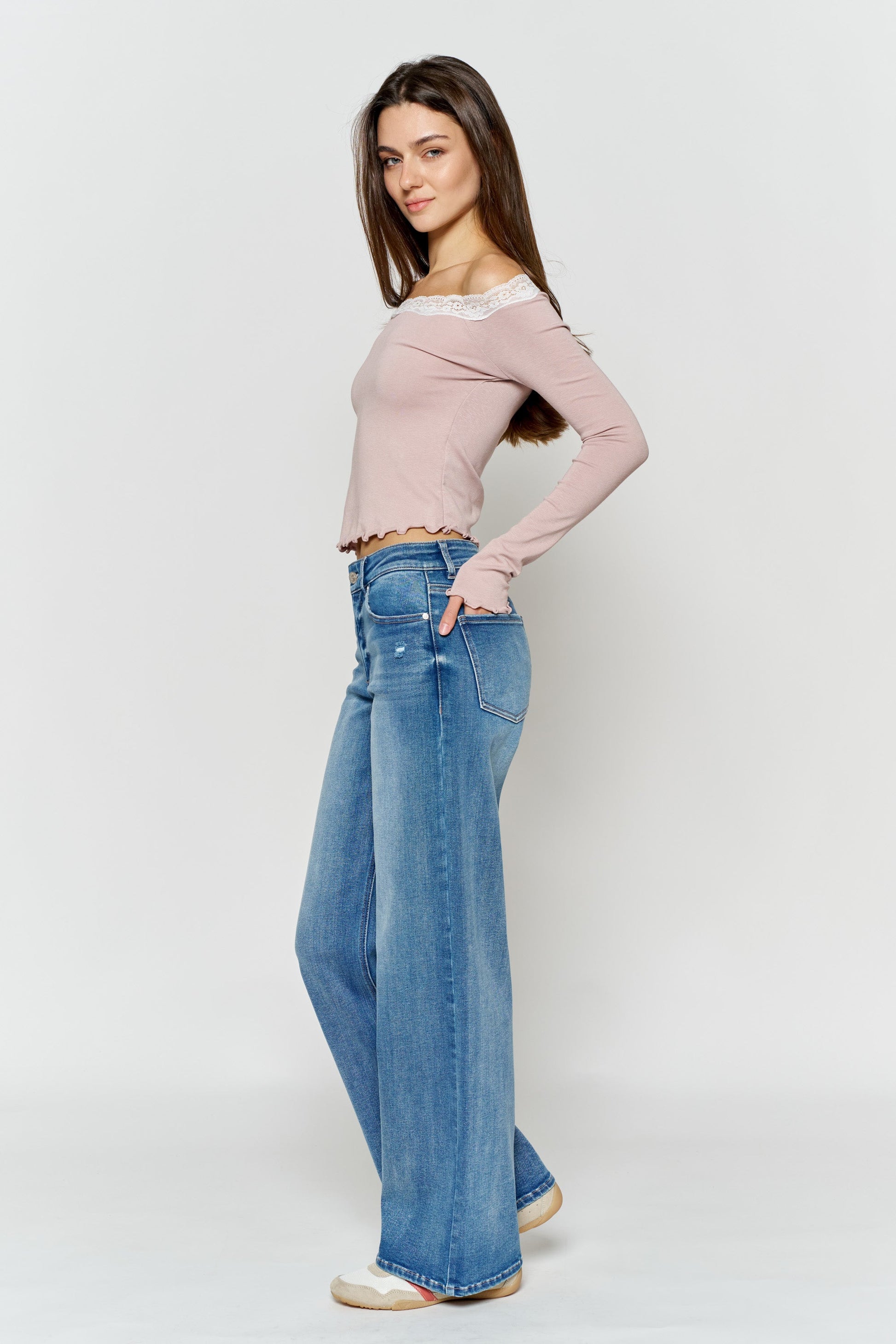 HIgh  Rise Wide Leg Jeans-3