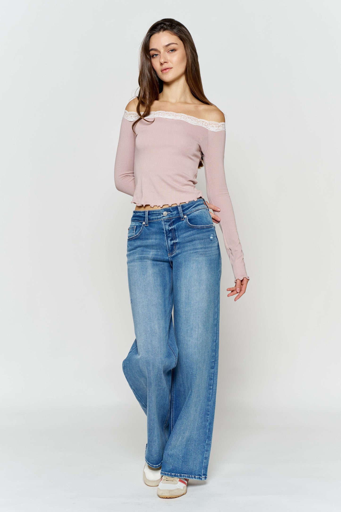 HIgh  Rise Wide Leg Jeans-0