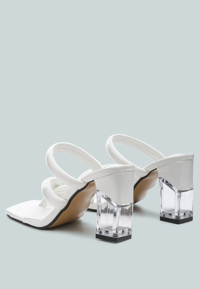 Erised Clear Block Heel Cross Strap Sandals-3