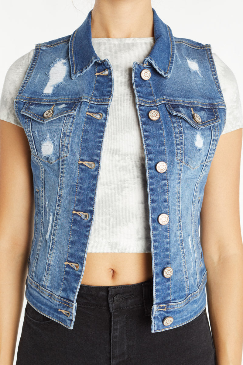 Distressed Denim Vest-2