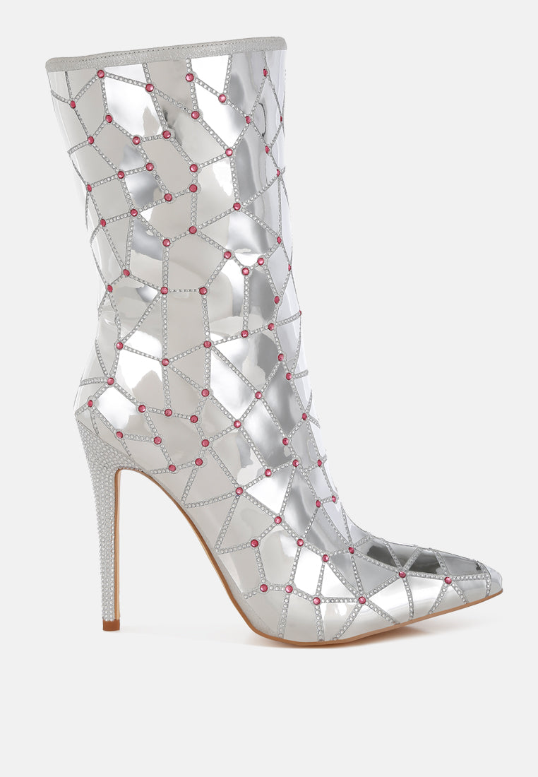 Echostage Rhinestones Embellished Metallic Boots-0