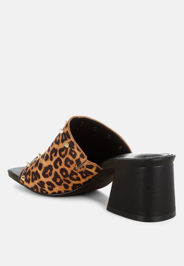 Edama Leopard Print Studded Slip Ons-2