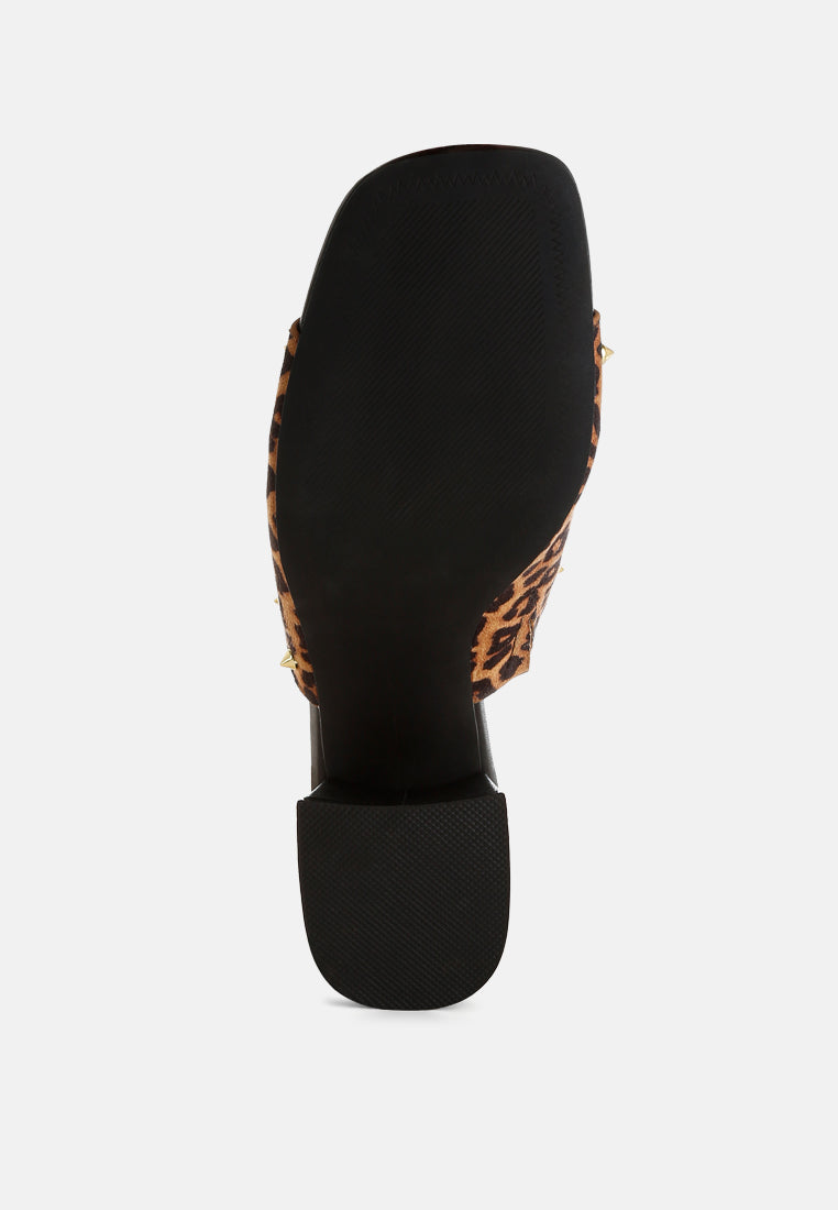 Edama Leopard Print Studded Slip Ons-4