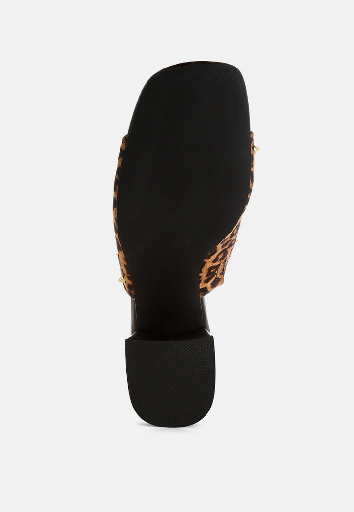 Edama Leopard Print Studded Slip Ons-4