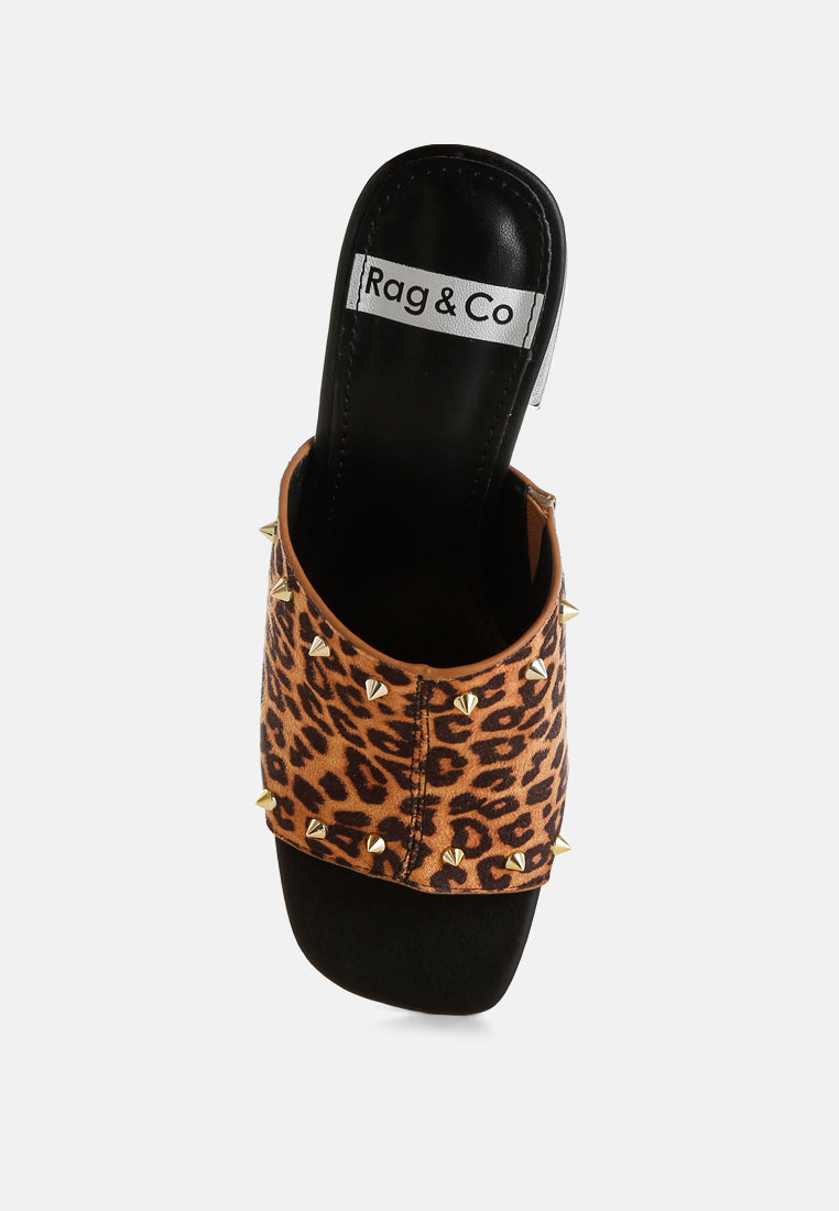 Edama Leopard Print Studded Slip Ons-3