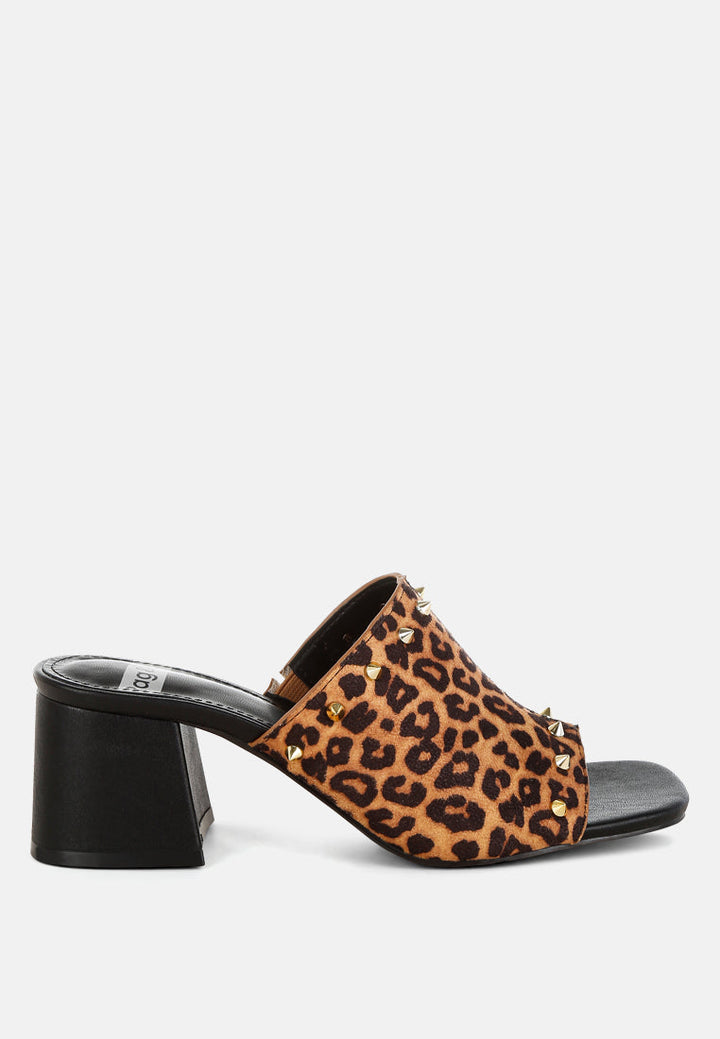 Edama Leopard Print Studded Slip Ons-0