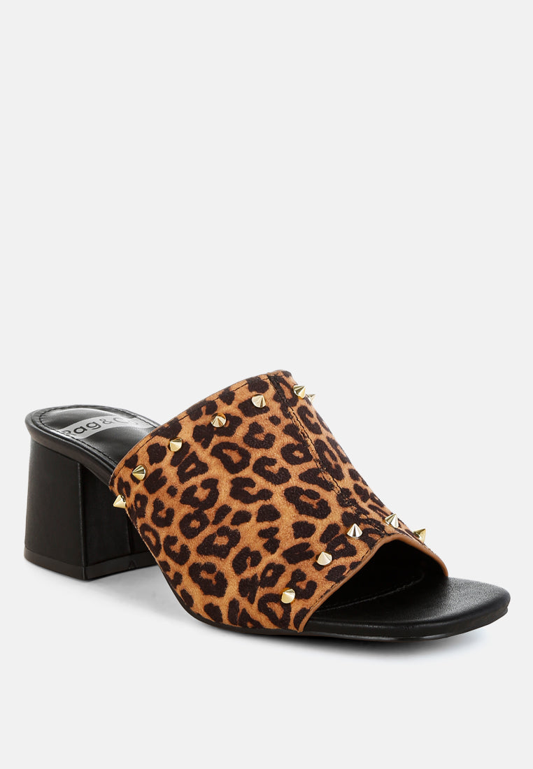Edama Leopard Print Studded Slip Ons-1