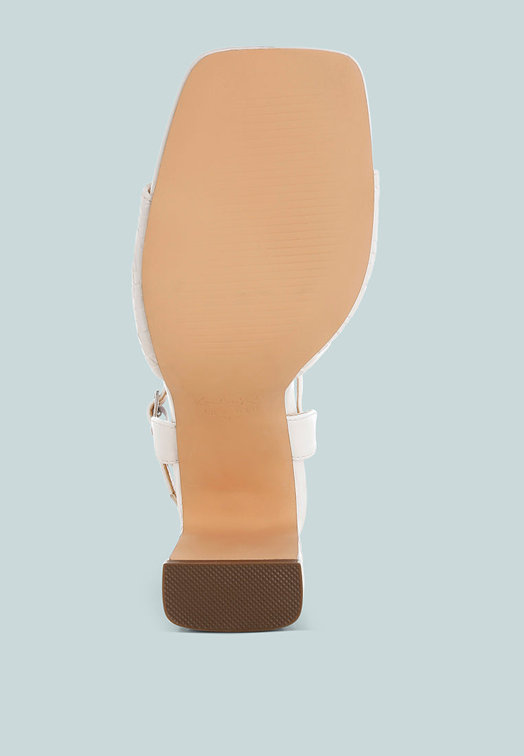 Elana Textured Faux Leather Heels-4