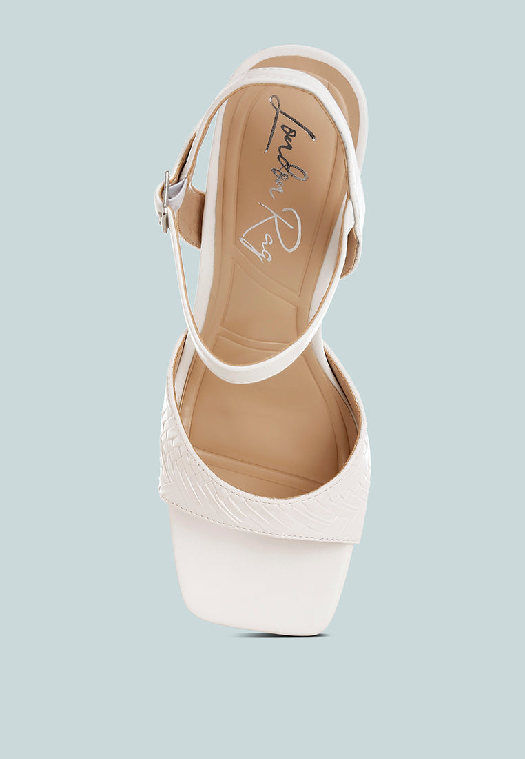 Elana Textured Faux Leather Heels-3