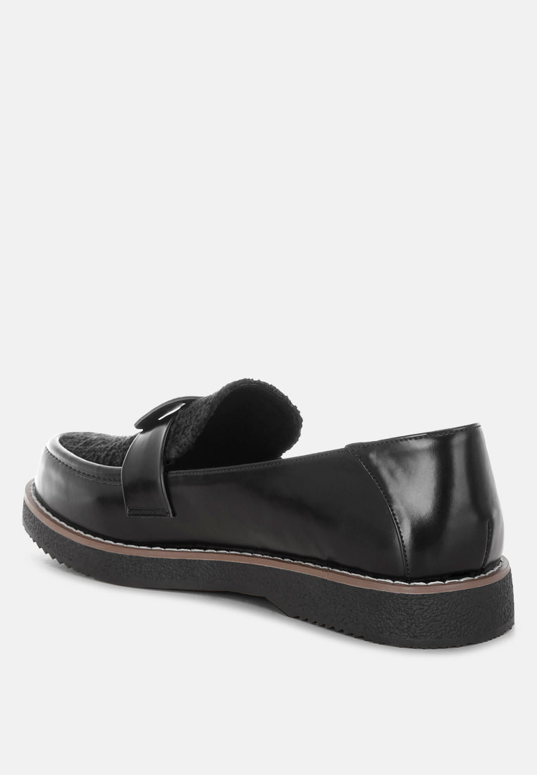 Tweed & Faux Leather Loafers by FT-2