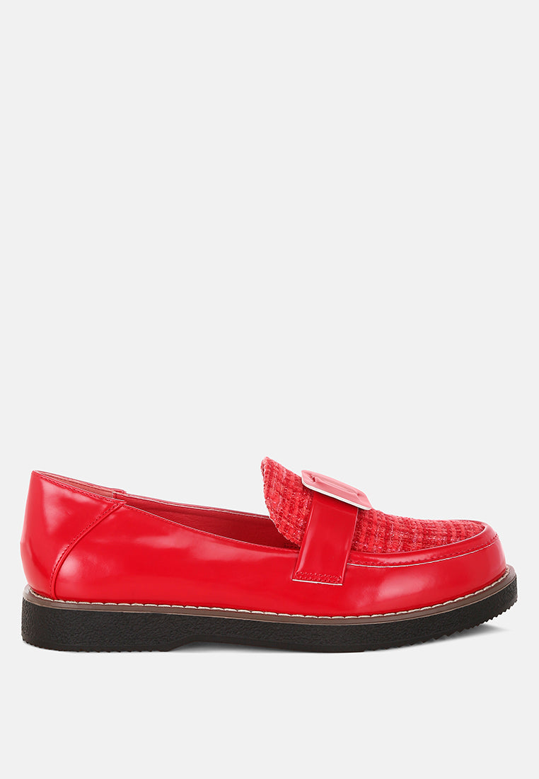 Tweed & Faux Leather Loafers by Mode-6