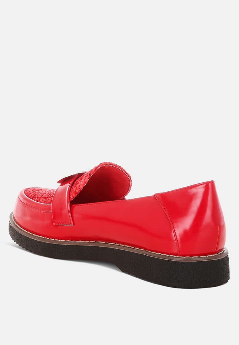 Elaris Tweed & Faux Leather Loafers-2