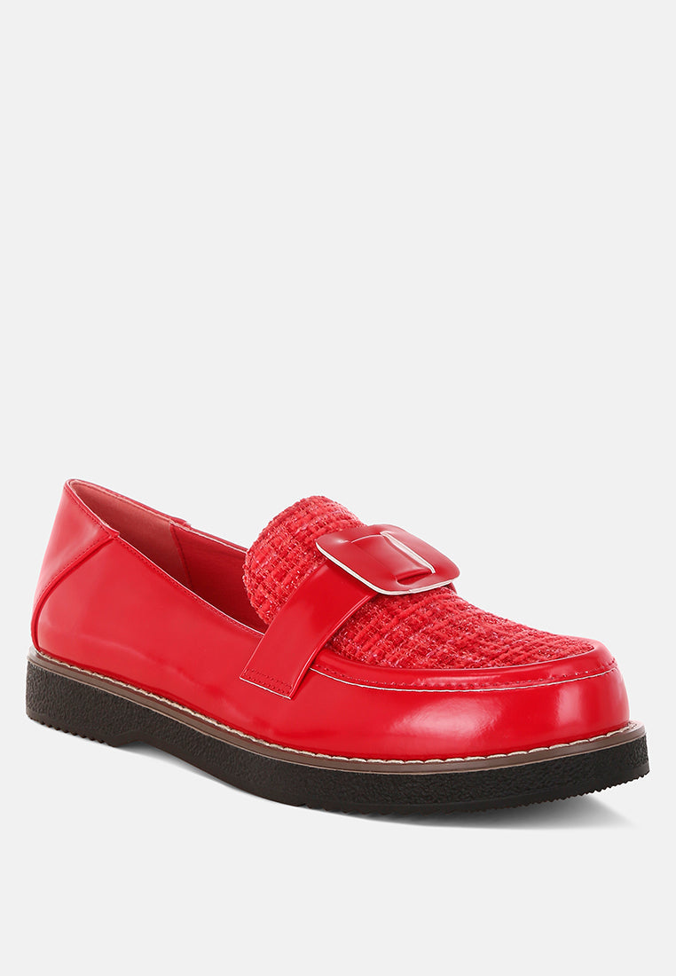 Elaris Tweed & Faux Leather Loafers-1