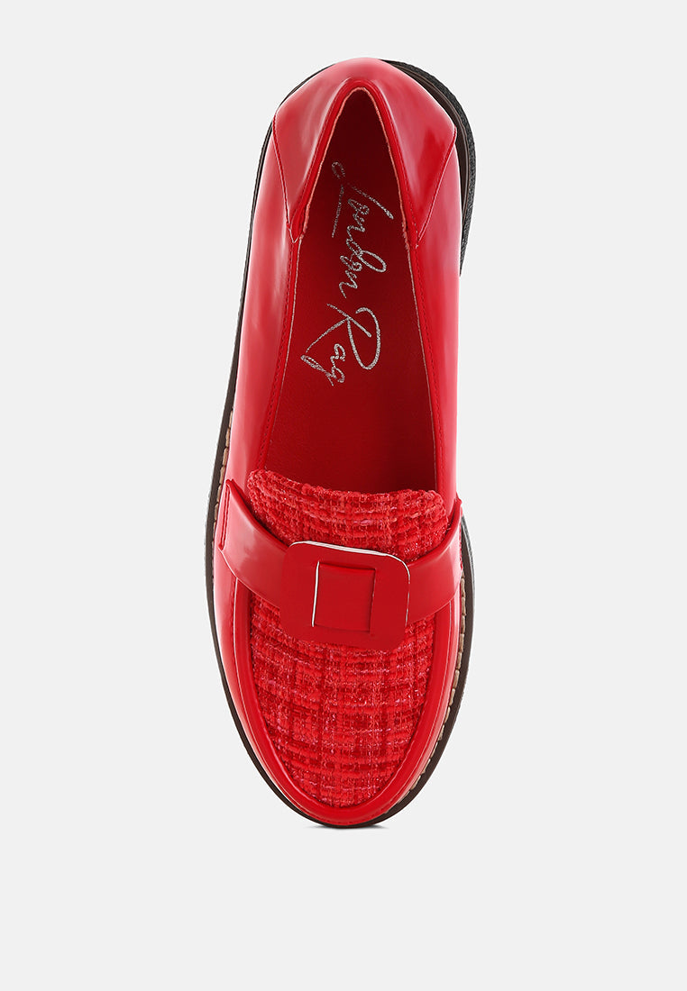 Elaris Tweed & Faux Leather Loafers-3