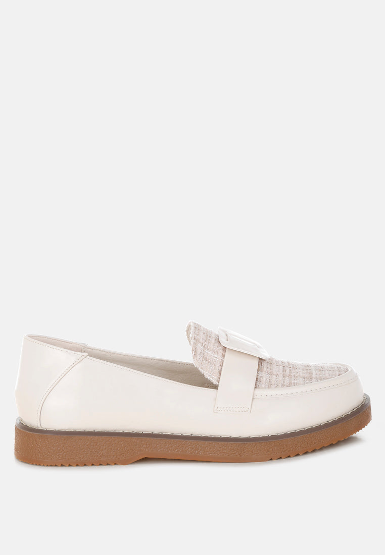 Elaris Tweed & Faux Leather Loafers-5