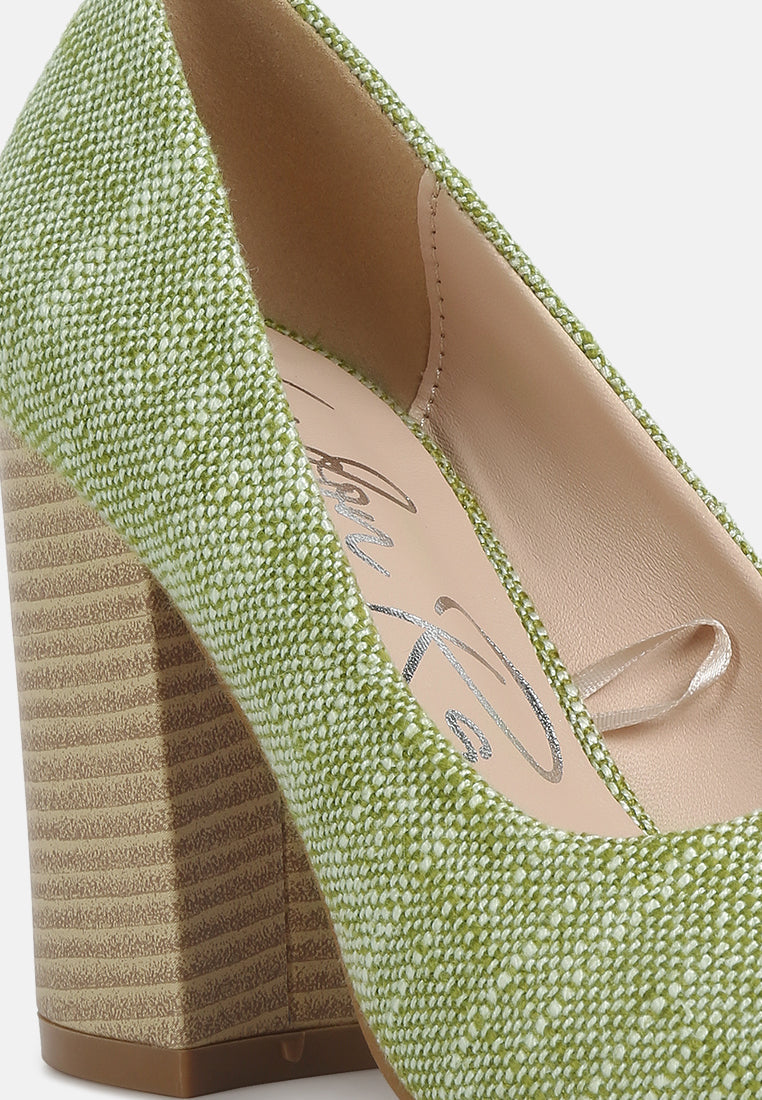 Elsie Canvas Block Heel Pumps-3